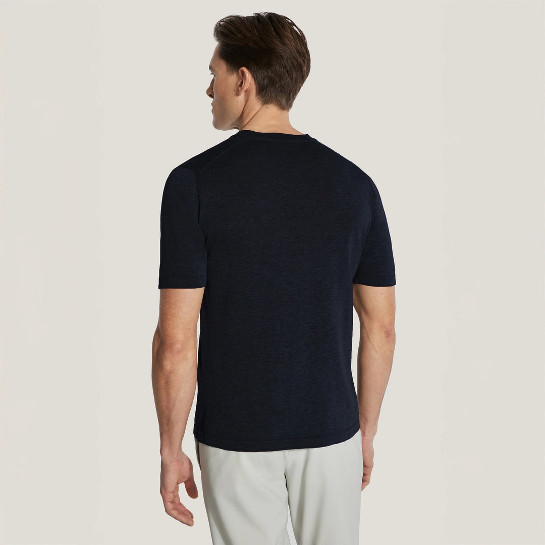 Black Cotton Silk Knit Short Sleeve Crewneck - Jack Victor