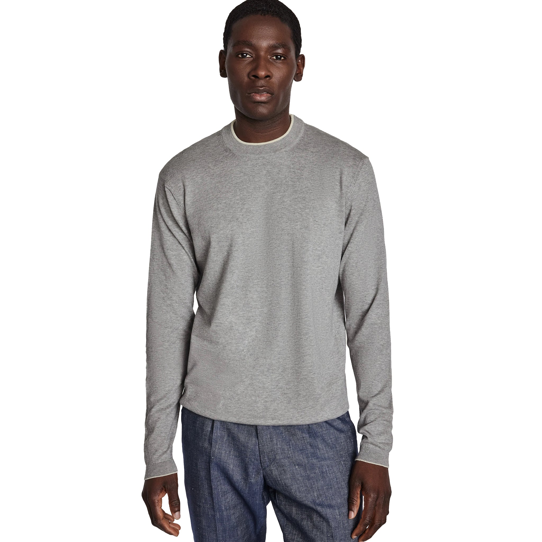 Light Grey Dan Cotton Crew Neck Knit Sweater - Jack Victor - Boutique Jacques International