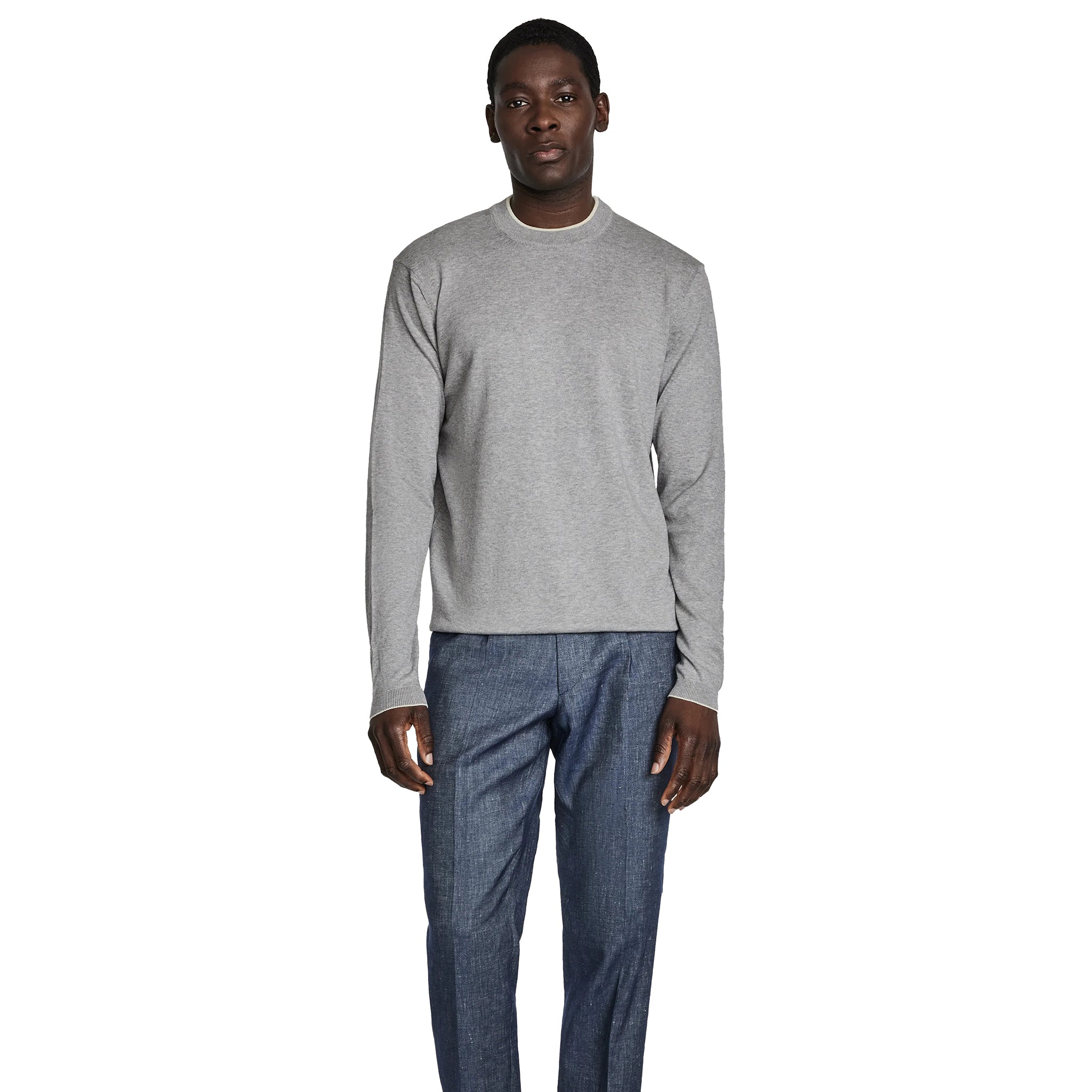 Light Grey Dan Cotton Crew Neck Knit Sweater - Jack Victor - Boutique Jacques International