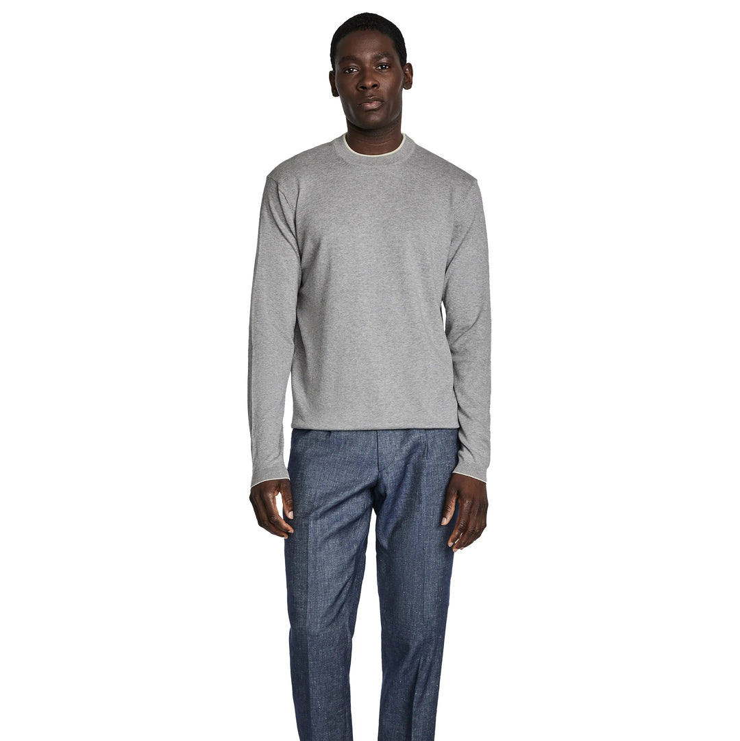 Light Grey Dan Cotton Crew Neck Knit Sweater - Jack Victor - Boutique Jacques International
