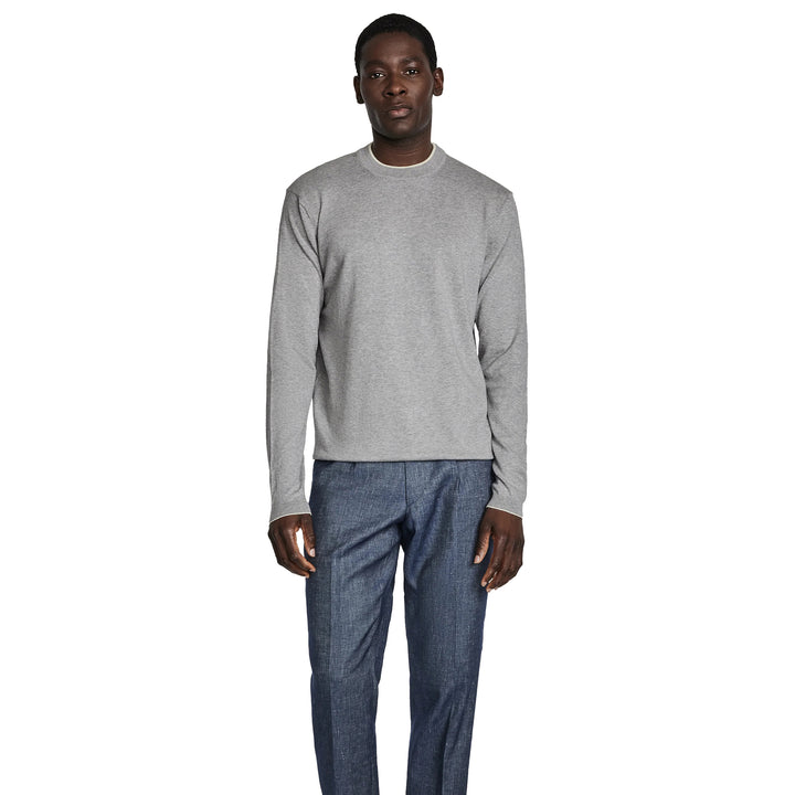 Light Grey Dan Cotton Crew Neck Knit Sweater - Jack Victor - Boutique Jacques International