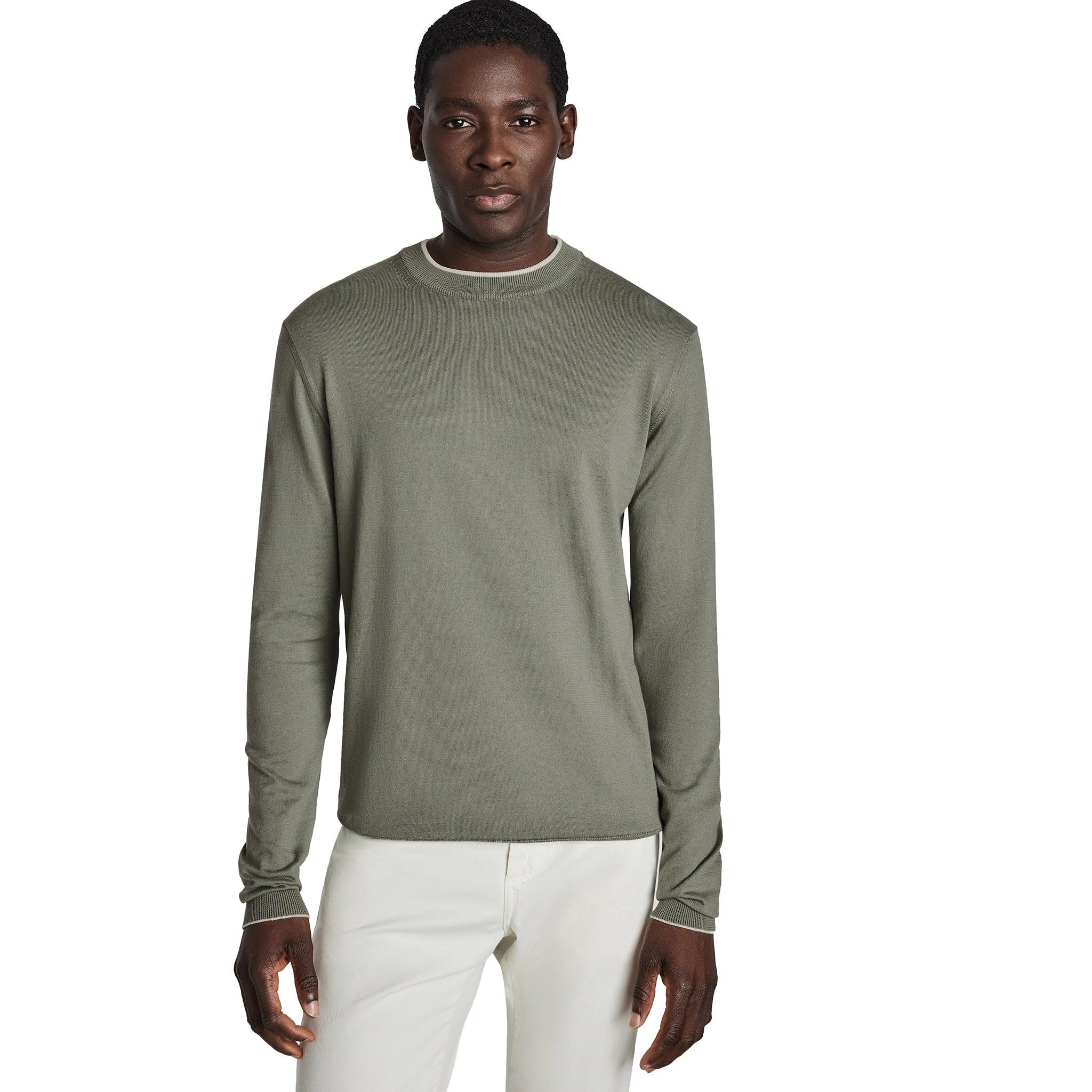 Olive Dan Cotton Crew Neck Knit Sweater - Jack Victor