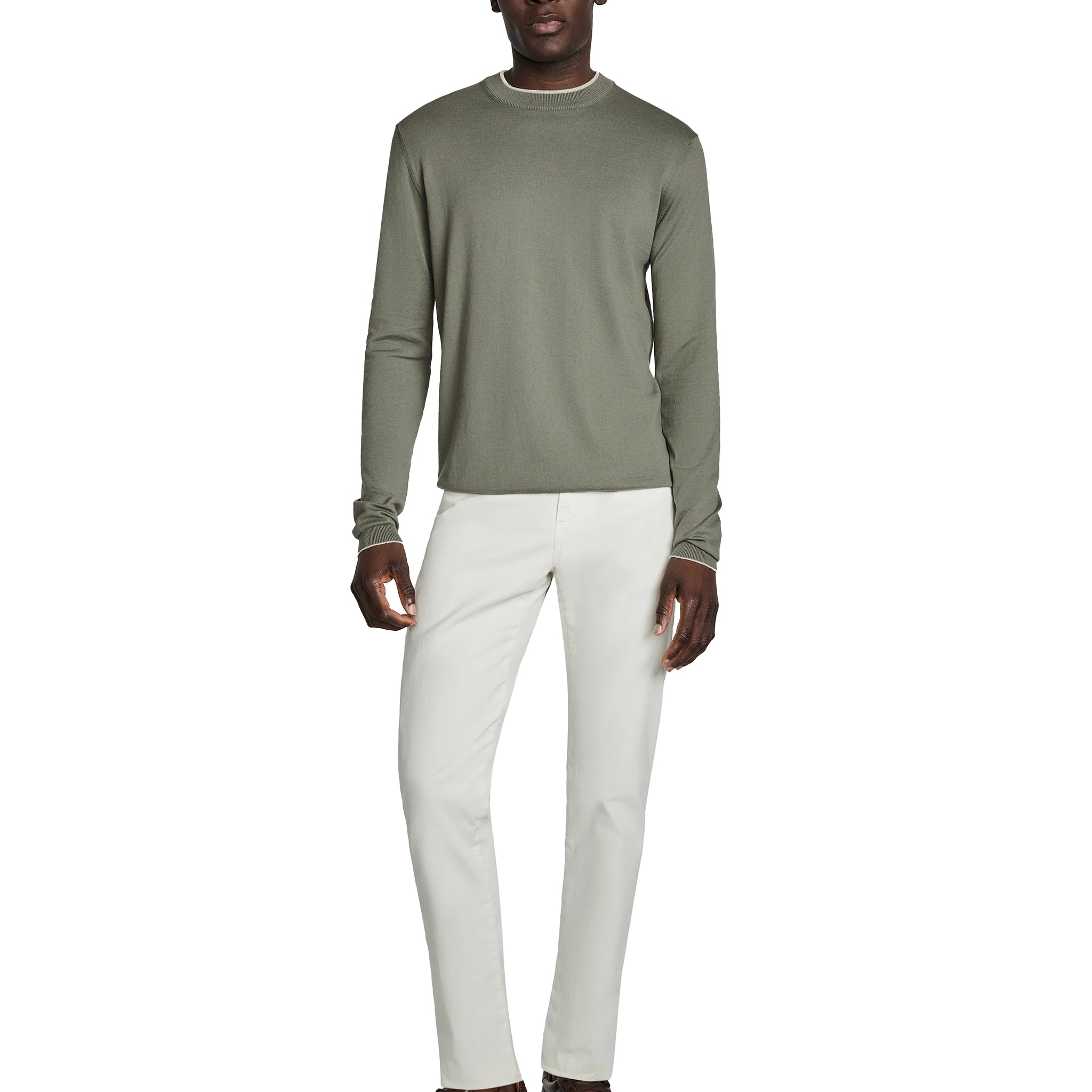 Olive Dan Cotton Crew Neck Knit Sweater - Jack Victor
