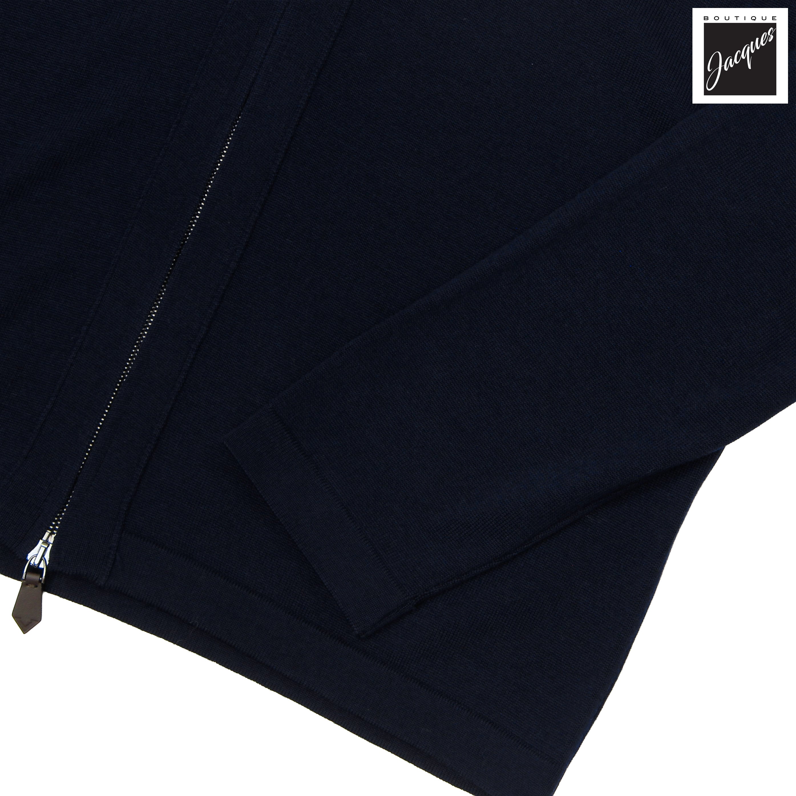 Cardigan zippé en laine mérinos extrafine bleu marine - Jack Victor