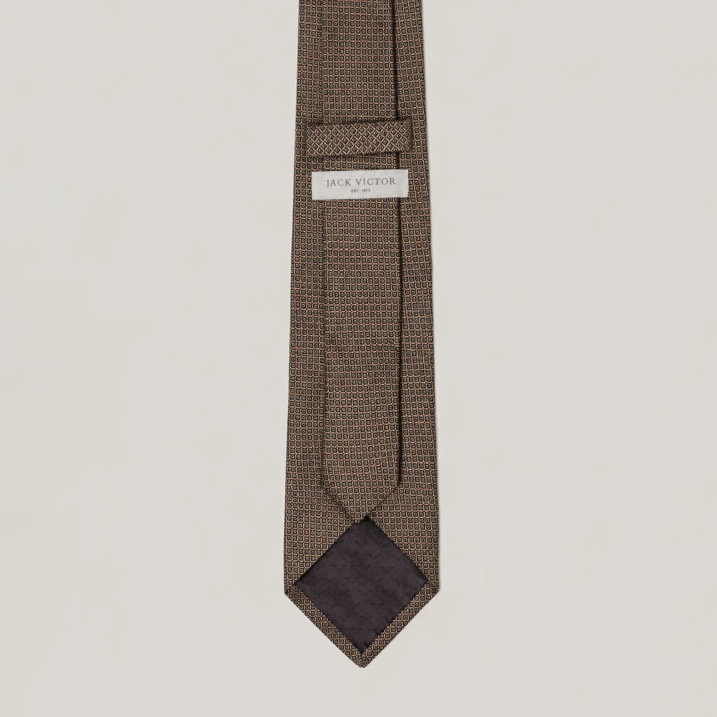 Tan Birdseye Micro-Patterned Silk Tie - Jack Victor