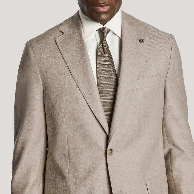 Tan Birdseye Micro-Patterned Silk Tie - Jack Victor