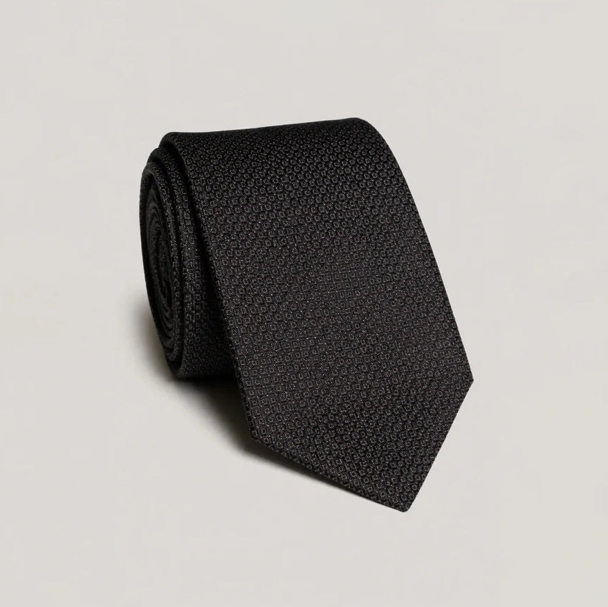Black Birdseye Micro-Patterned Silk Tie - Jack Victor