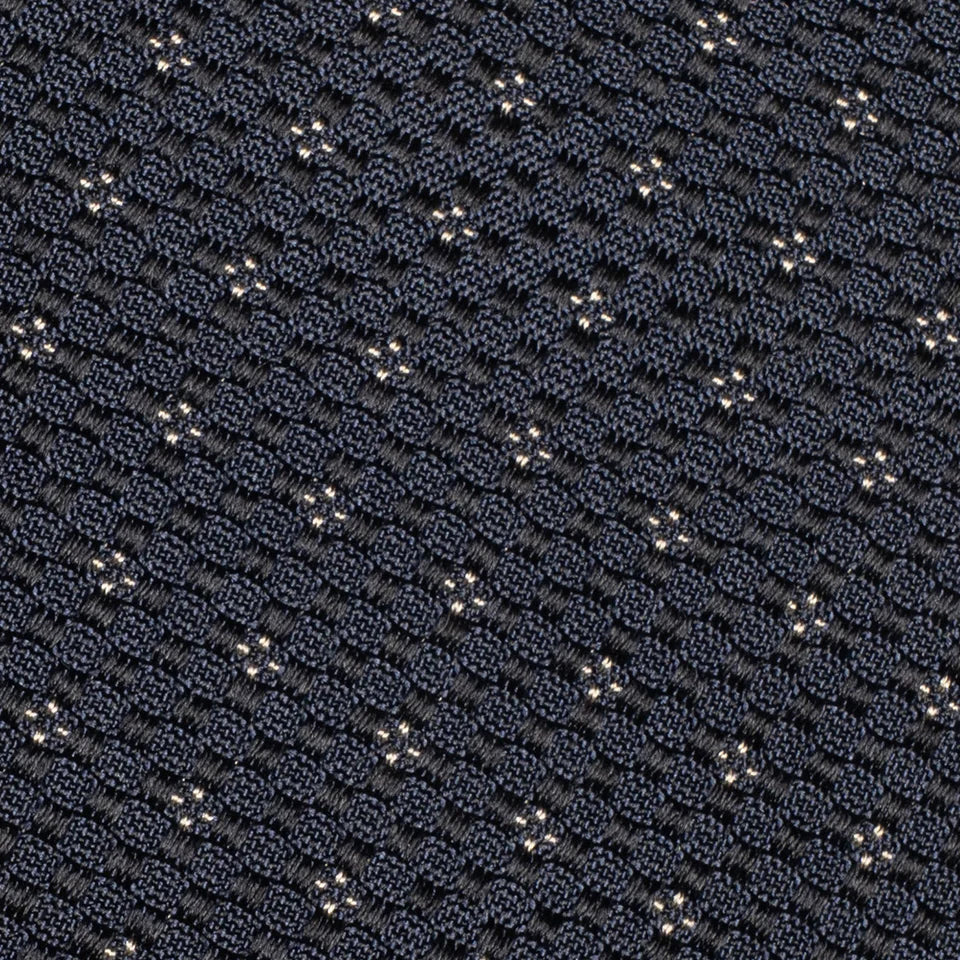 Black & Navy Textured Dot Motif Silk Tie - Jack Victor