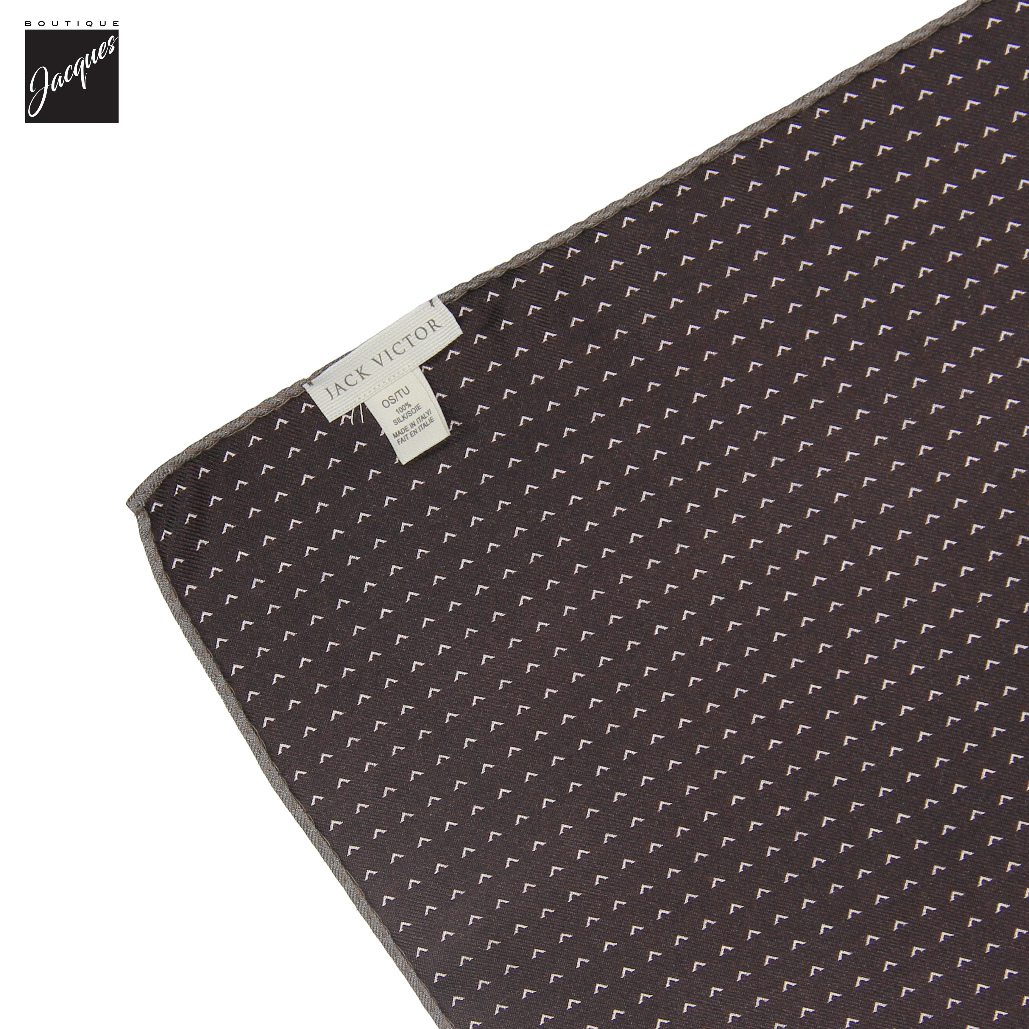 Pochette de costume réversible en soie à motif cachemire brun foncé - Jack Victor