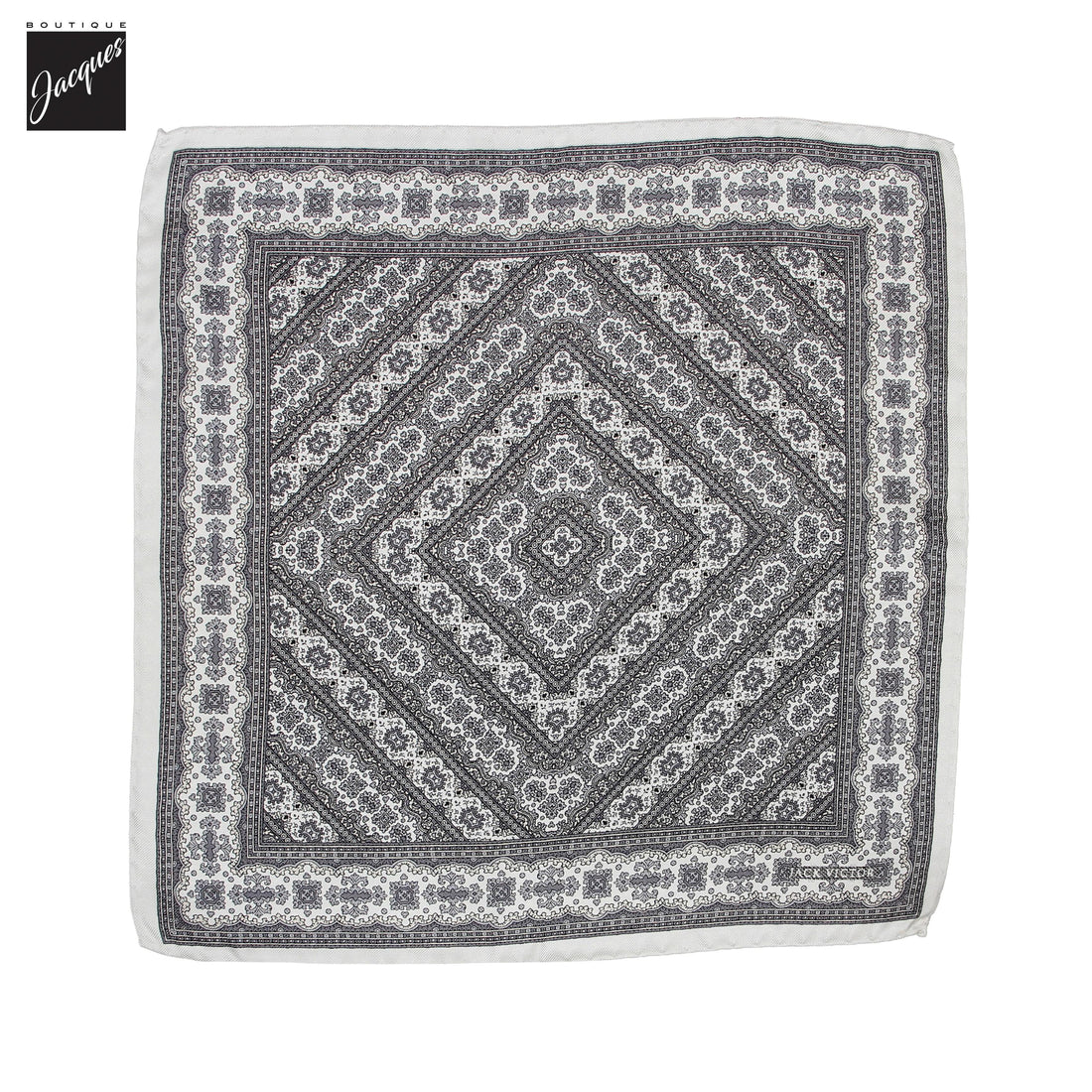 Pochette de costume réversible en soie à motif cachemire gris clair - Jack Victor