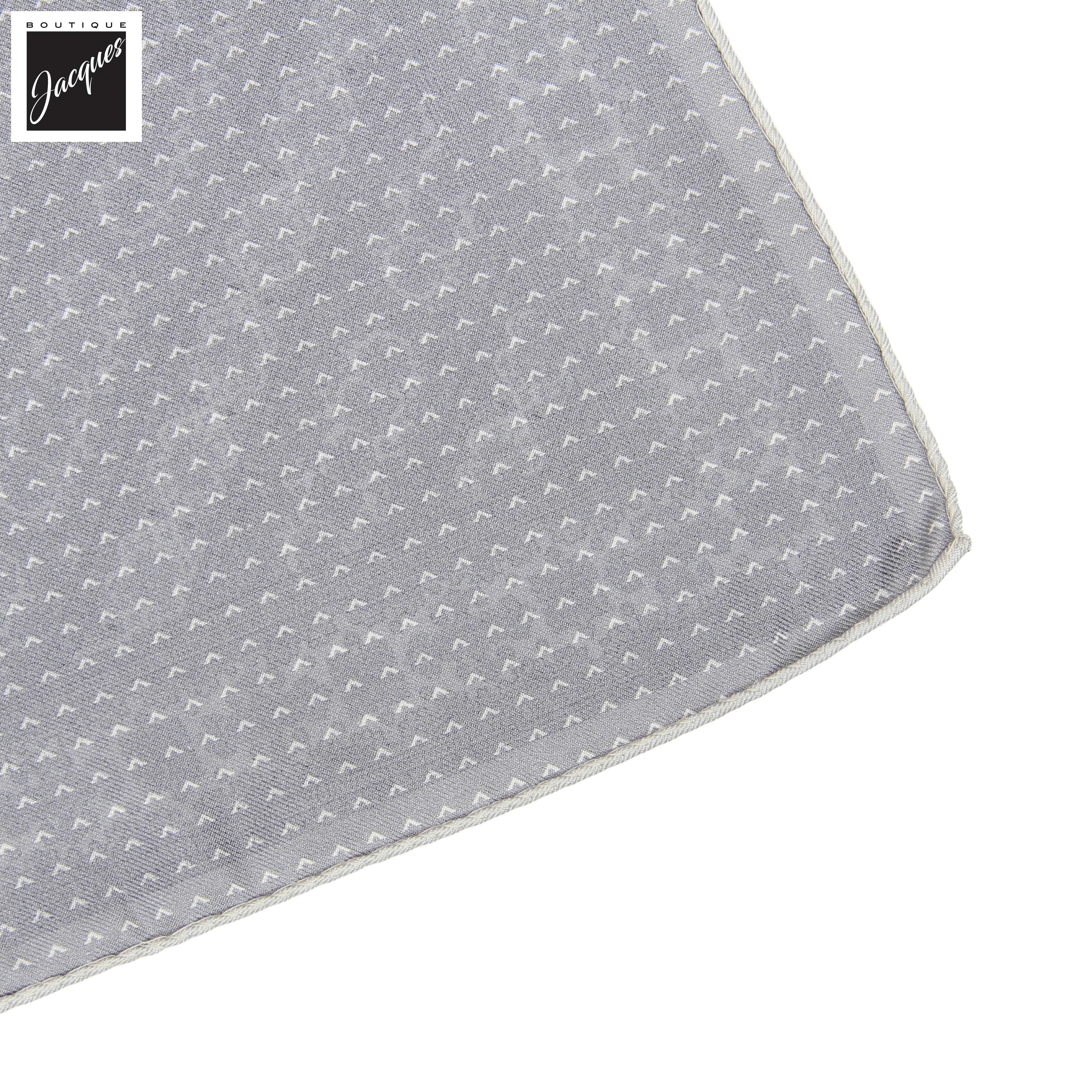 Pochette de costume réversible en soie à motif cachemire gris clair - Jack Victor