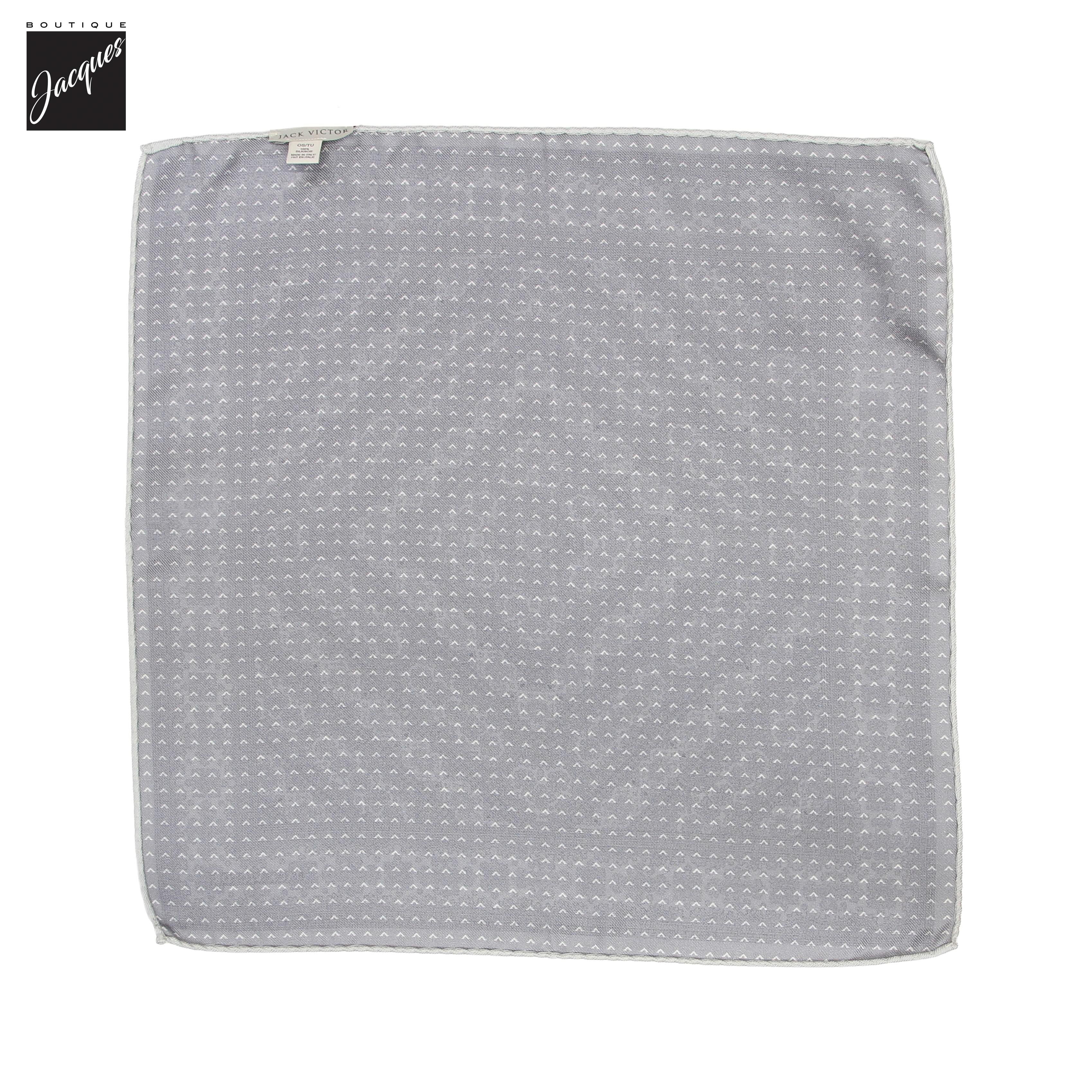 Pochette de costume réversible en soie à motif cachemire gris clair - Jack Victor