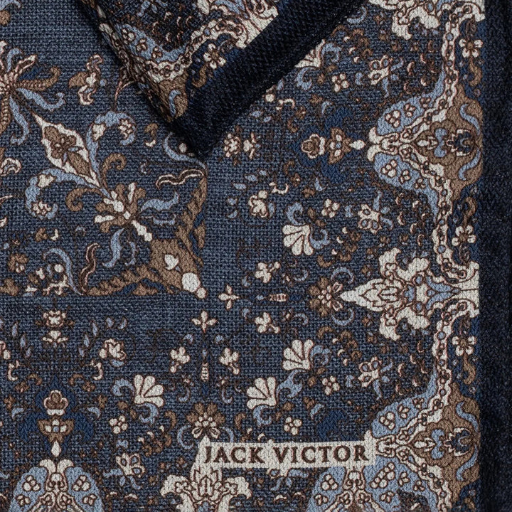 Denim Blue Floral Reversible Silk Pocket Square - Jack Victor