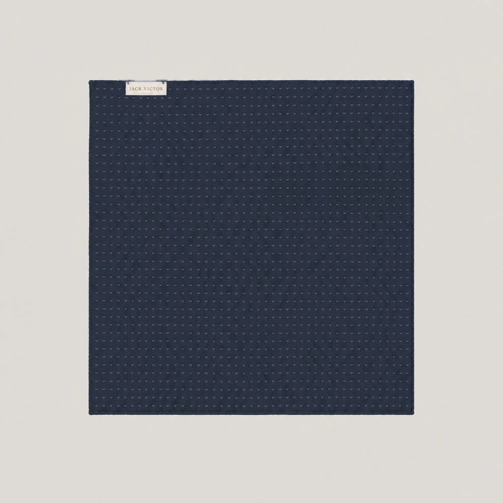 Denim Blue Floral Reversible Silk Pocket Square - Jack Victor
