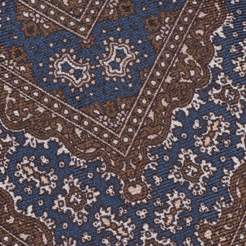 Brown & Navy Paisley V-Motif Silk Tie - Jack Victor