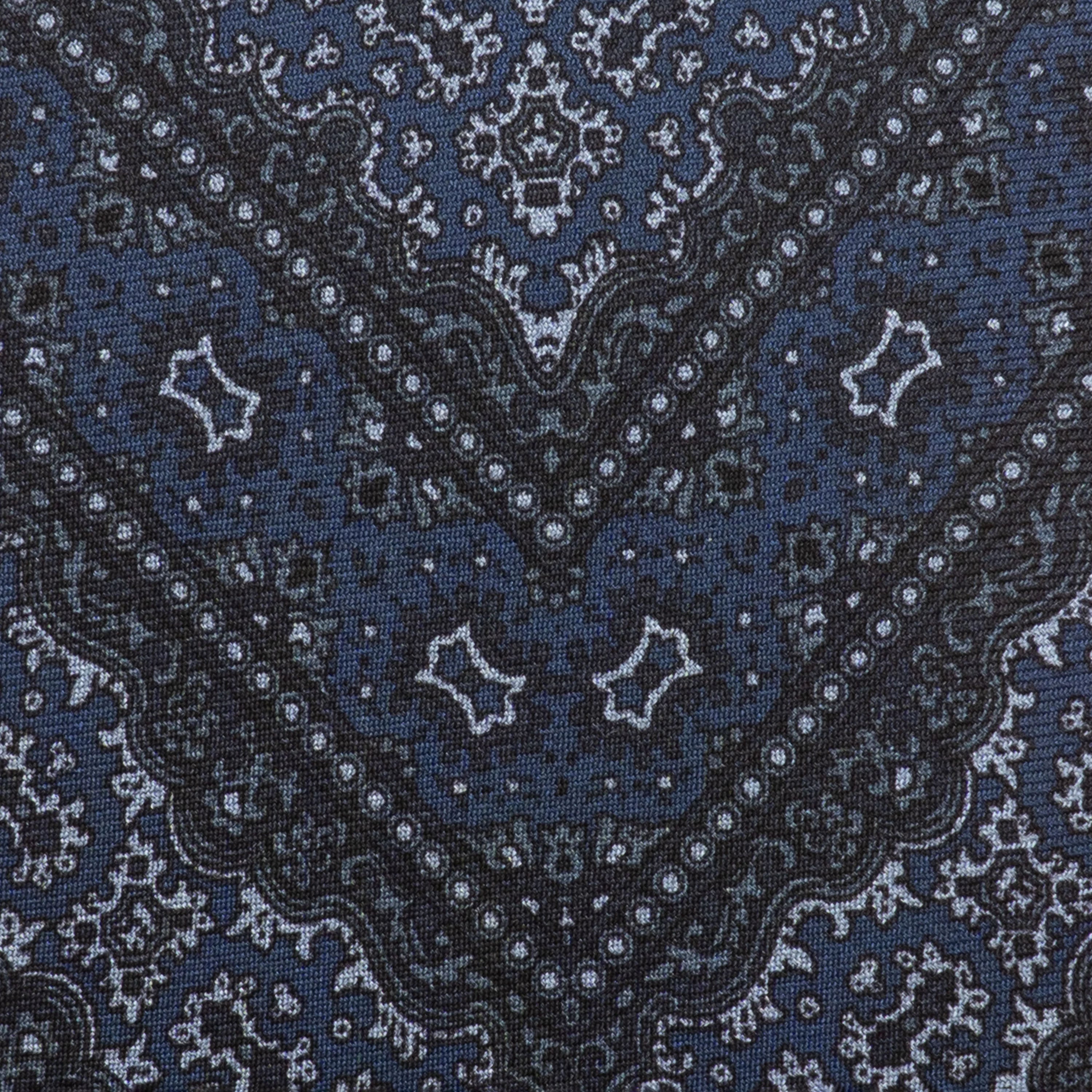 Navy Blue Paisley V-Motif Silk Tie - Jack Victor