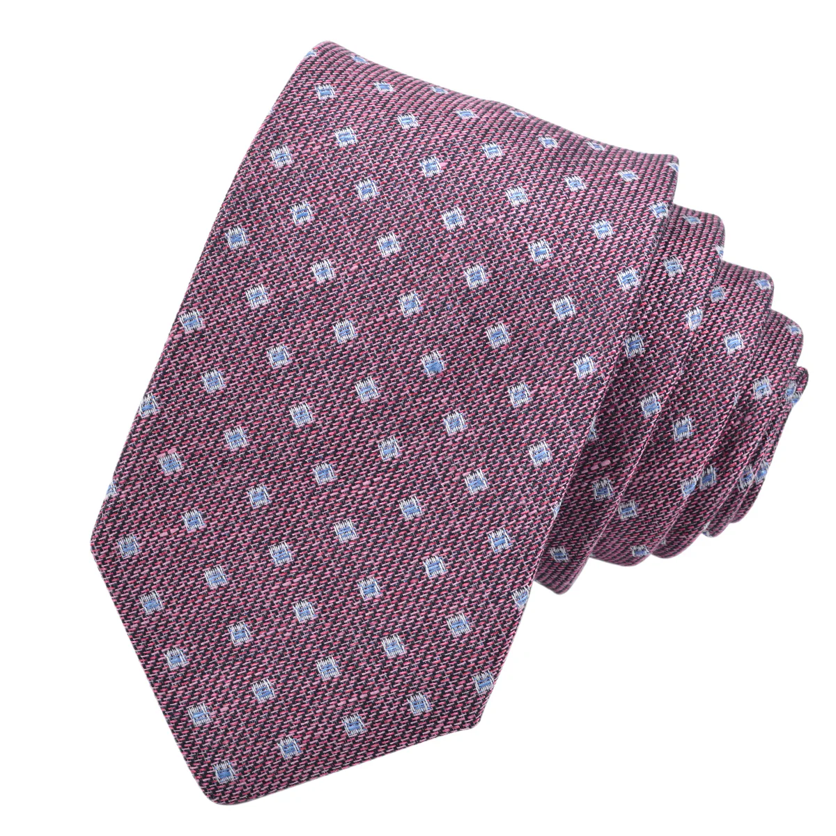 Plum Mélange Micro Diamond Woven Silk-Linen Tie - DION - Boutique Jacques International