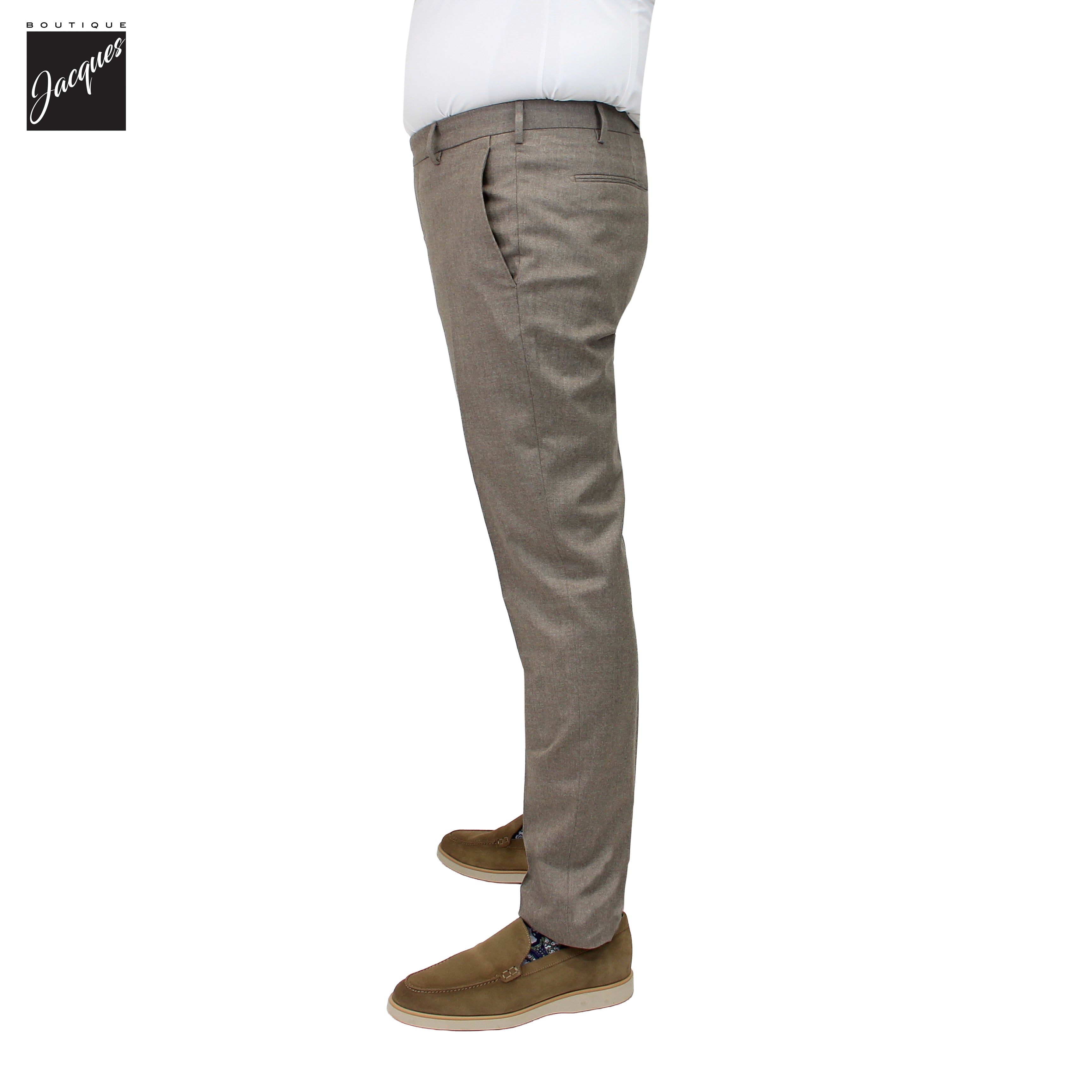 Desert (Taupe) Mélange Vitale Barberis Wool Flannel Morello Trouser - Berwich