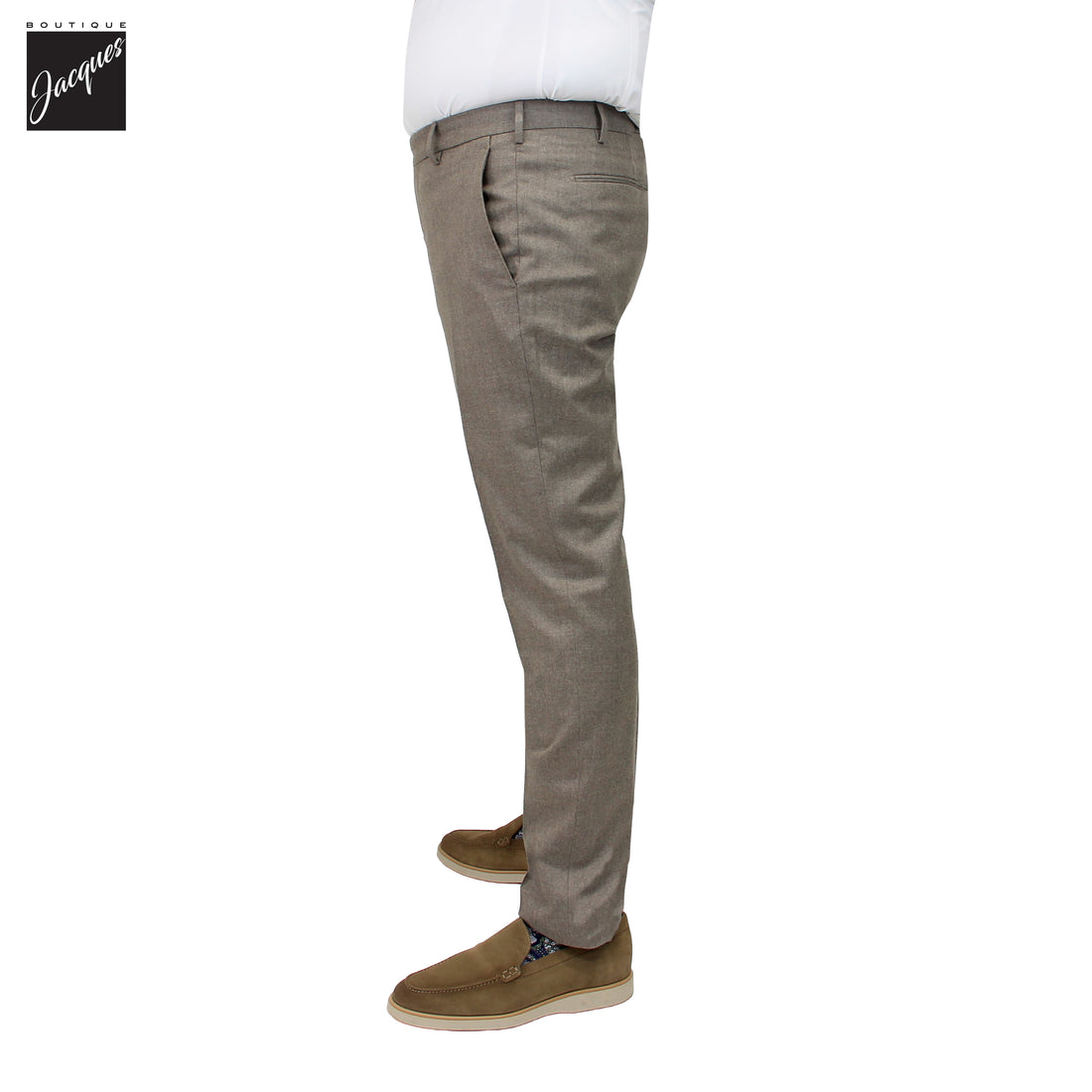 Desert (Taupe) Mélange Vitale Barberis Wool Flannel Morello Trouser - Berwich