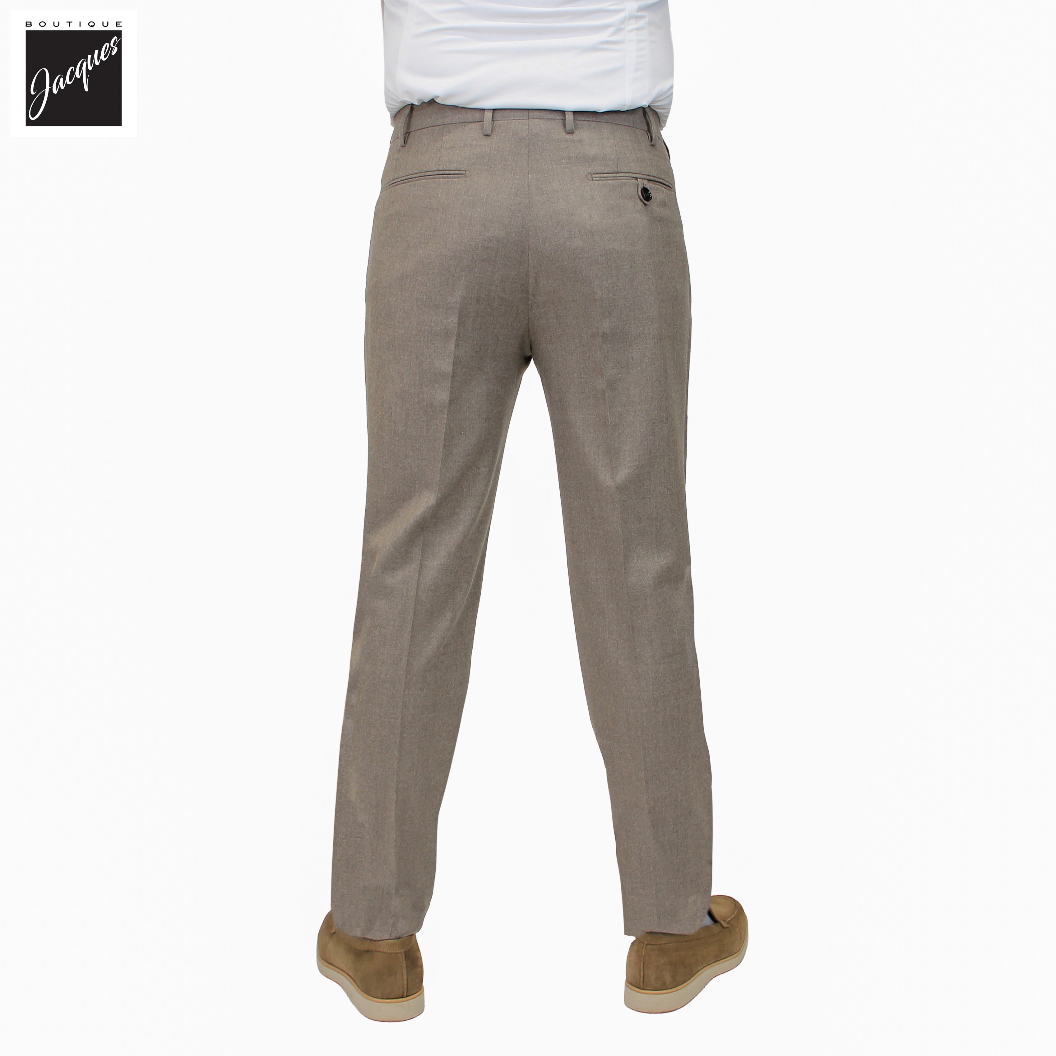 Desert (Taupe) Mélange Vitale Barberis Wool Flannel Morello Trouser - Berwich