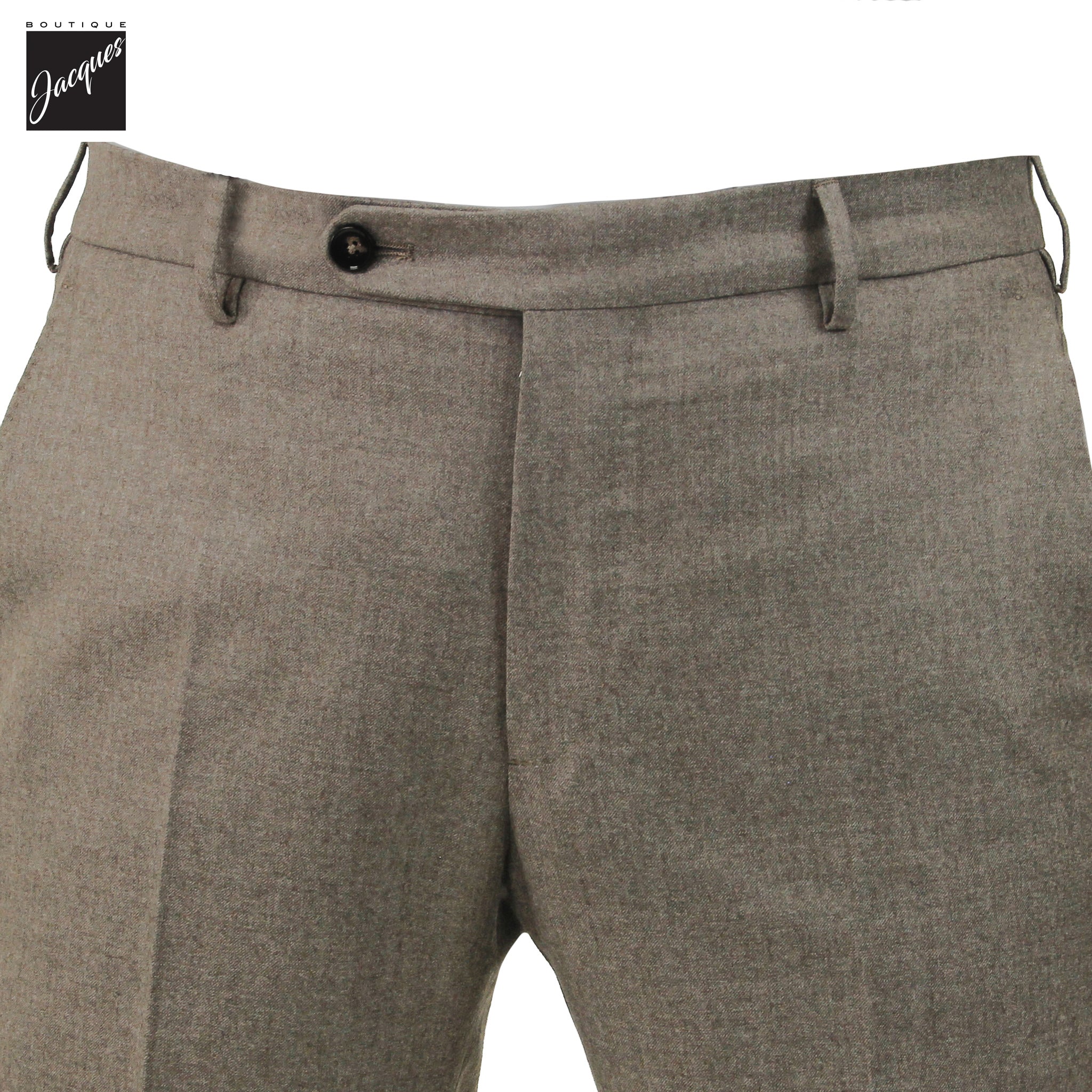 Desert (Taupe) Mélange Vitale Barberis Wool Flannel Morello Trouser - Berwich