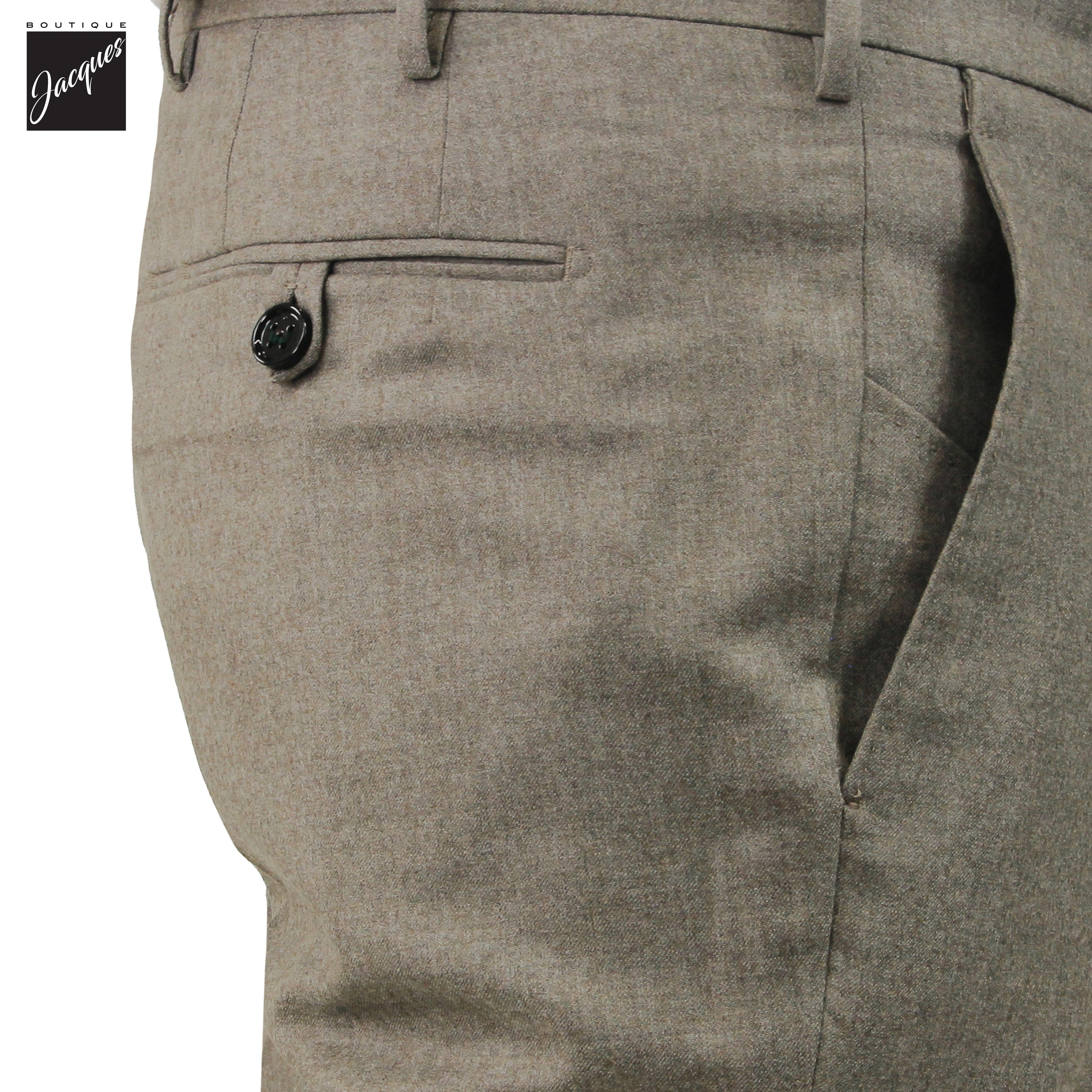 Desert (Taupe) Mélange Vitale Barberis Wool Flannel Morello Trouser - Berwich