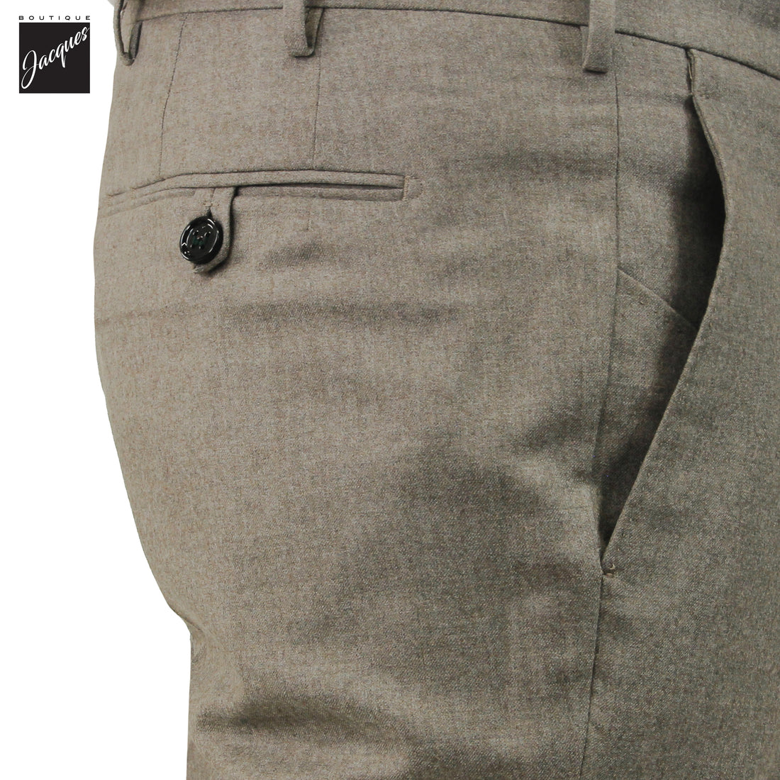 Desert (Taupe) Mélange Vitale Barberis Wool Flannel Morello Trouser - Berwich