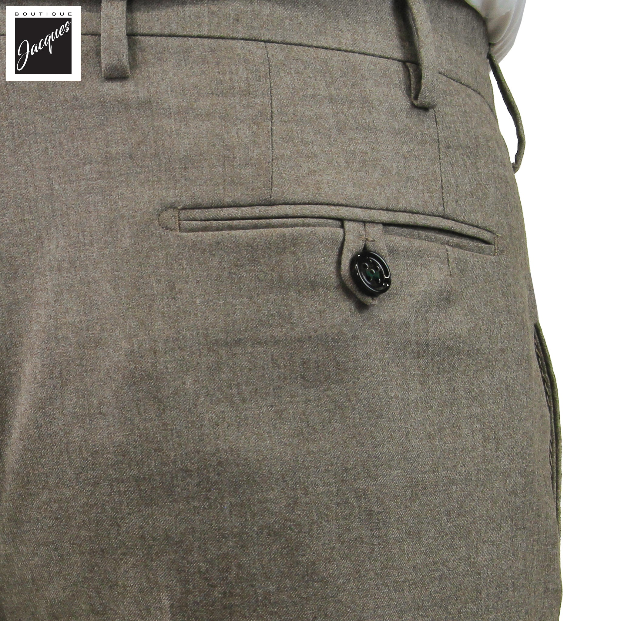 Desert (Taupe) Mélange Vitale Barberis Wool Flannel Morello Trouser - Berwich