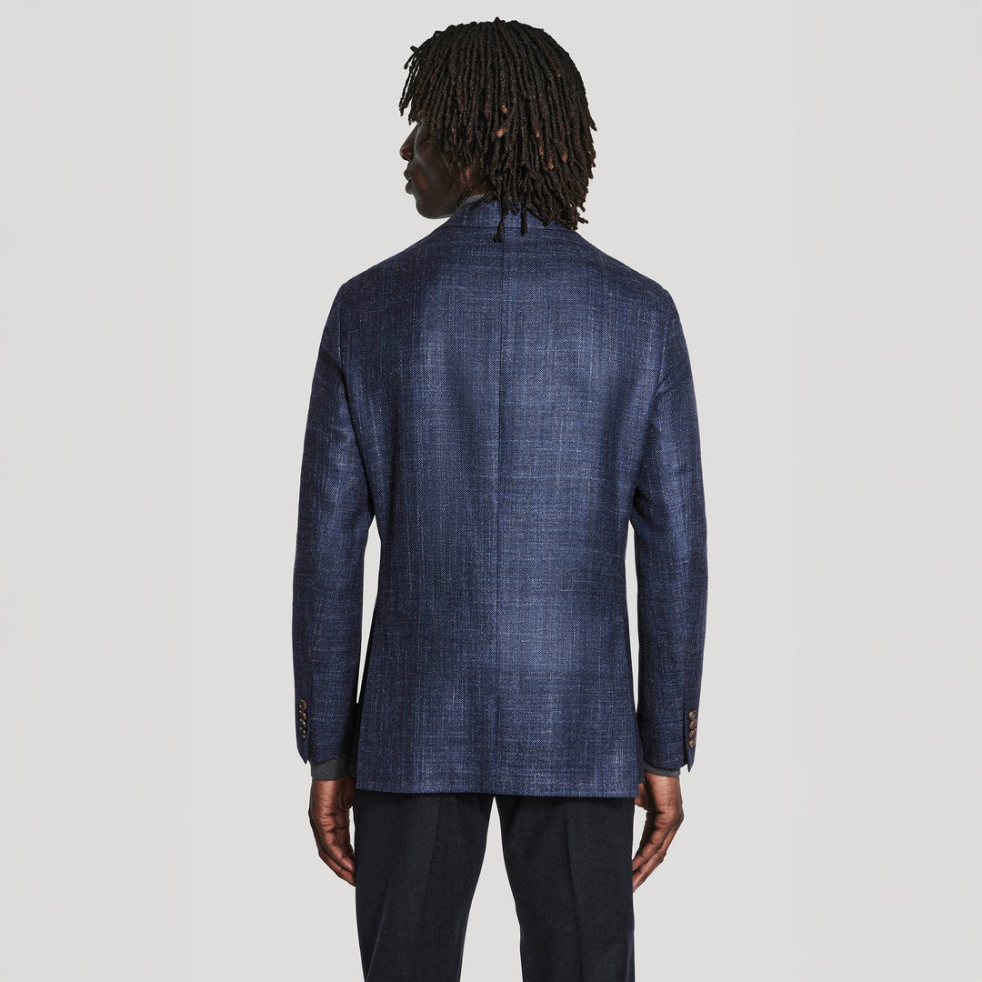 Blue Mélange Wool/Silk/Linen Montana Contemporary Fit Sport Jacket - Jack Victor