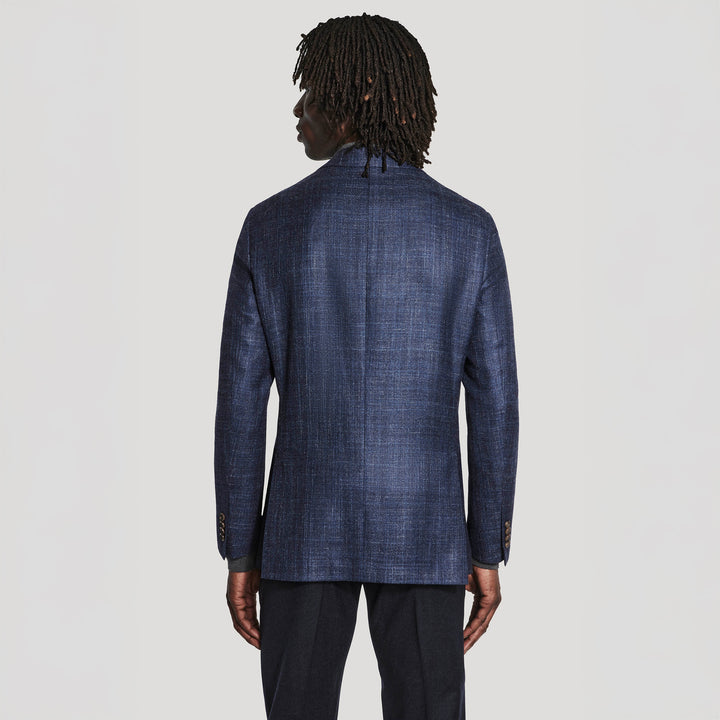 Blue Mélange Wool/Silk/Linen Montana Contemporary Fit Sport Jacket - Jack Victor