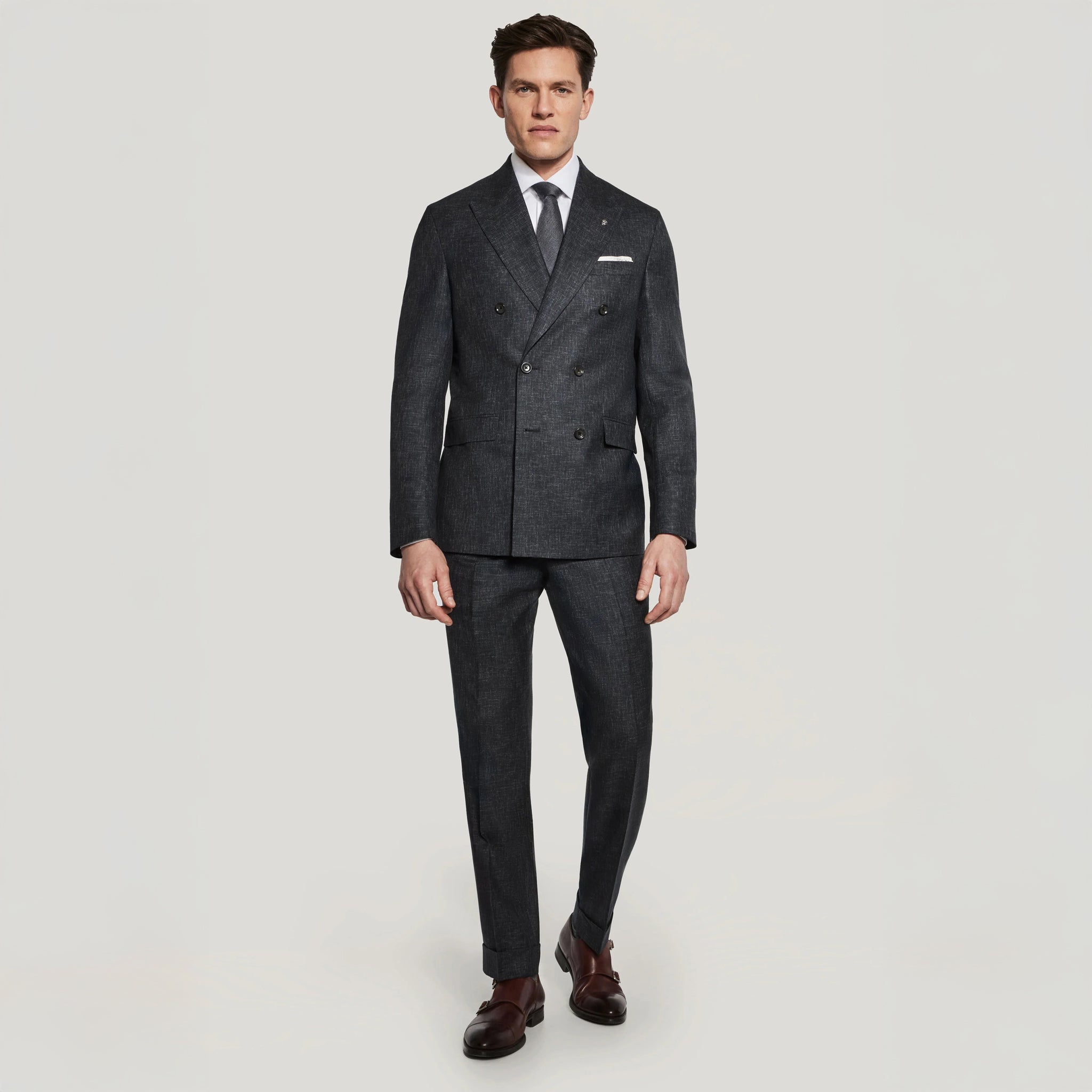 Charcoal Melange Martin Contemporary Fit Unconstructed Suit - Jack Victor