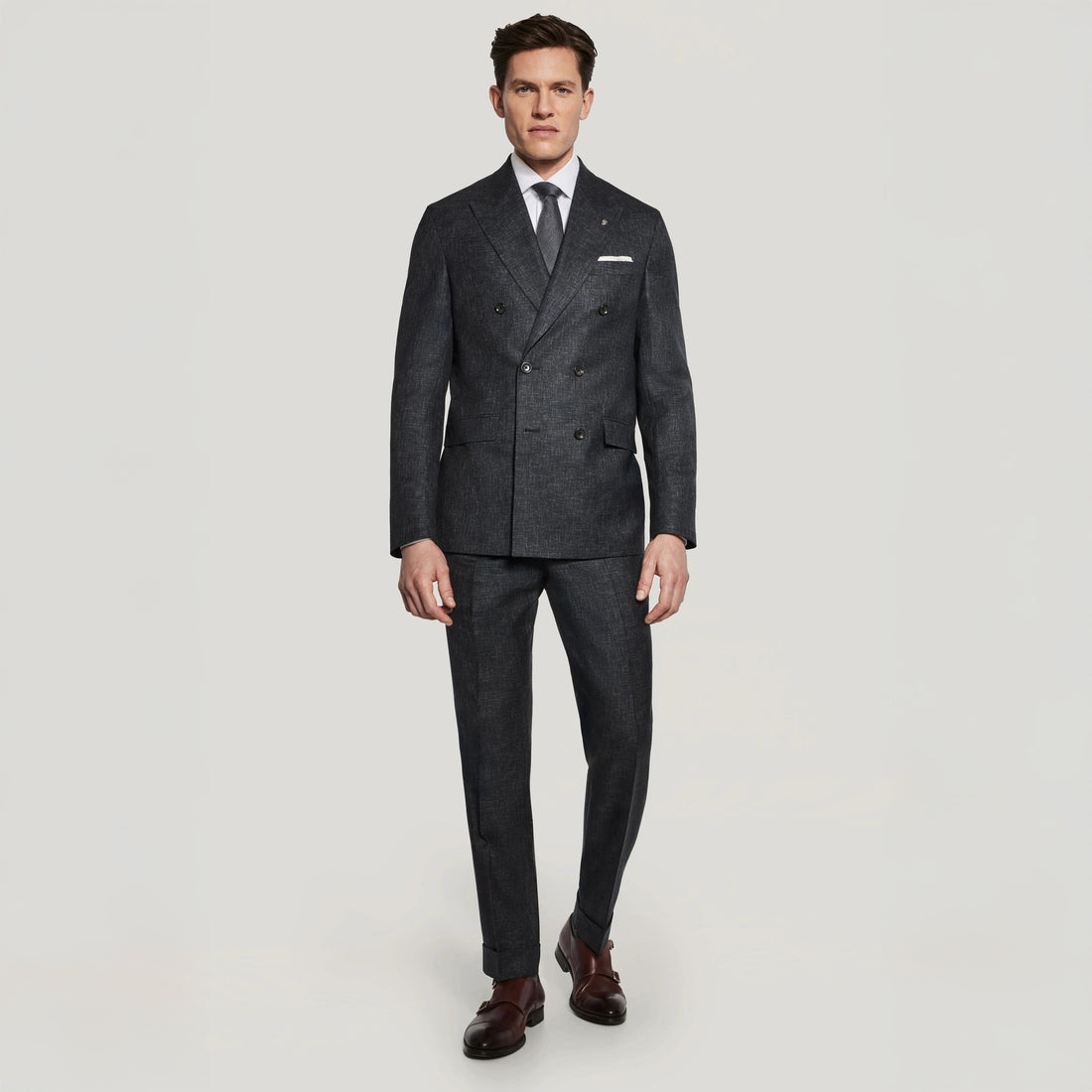 Charcoal Melange Martin Contemporary Fit Unconstructed Suit - Jack Victor
