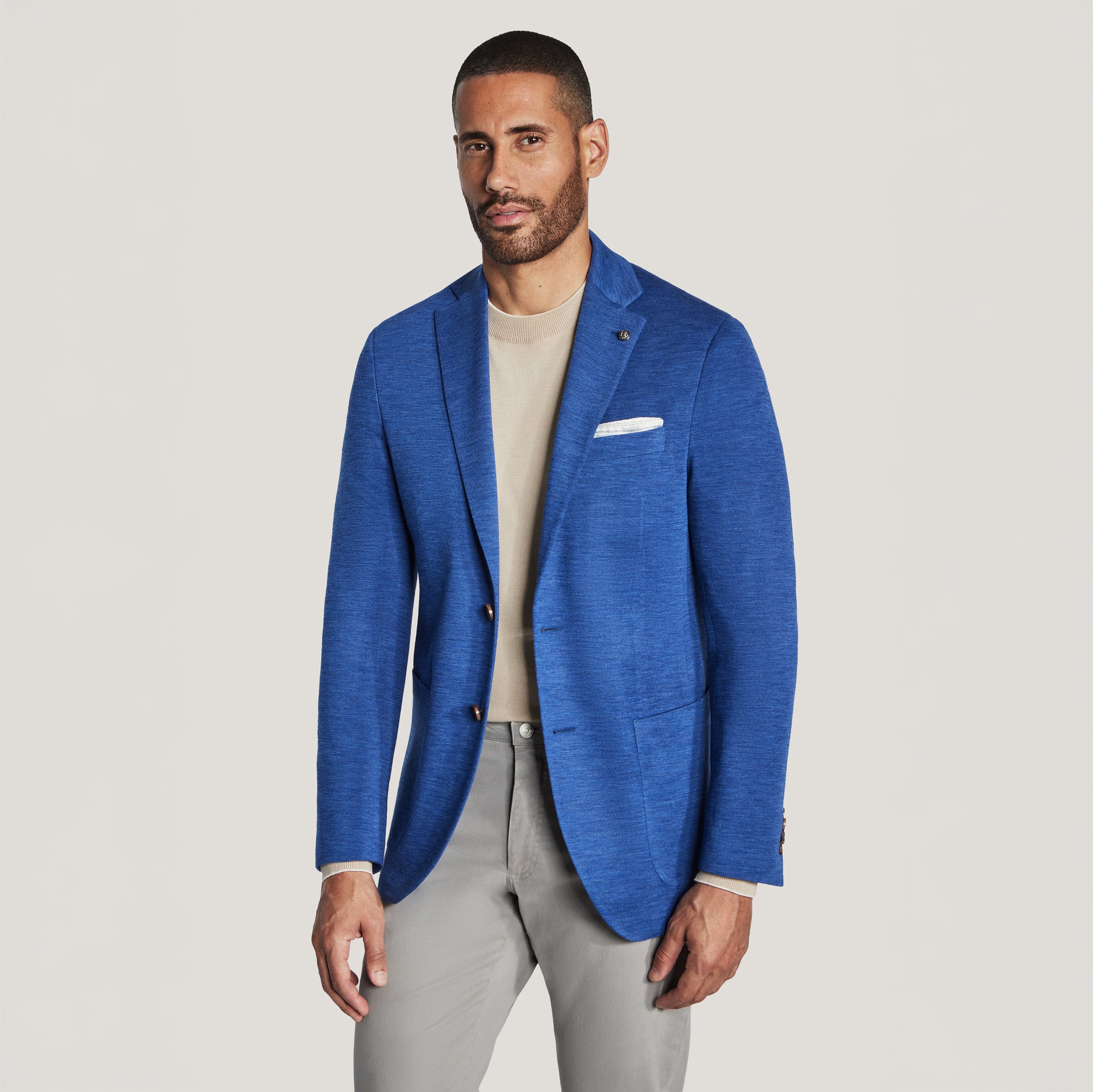High Blue Wool Knit Comfortwear Hartford Contemporary Fit - Jack Victor
