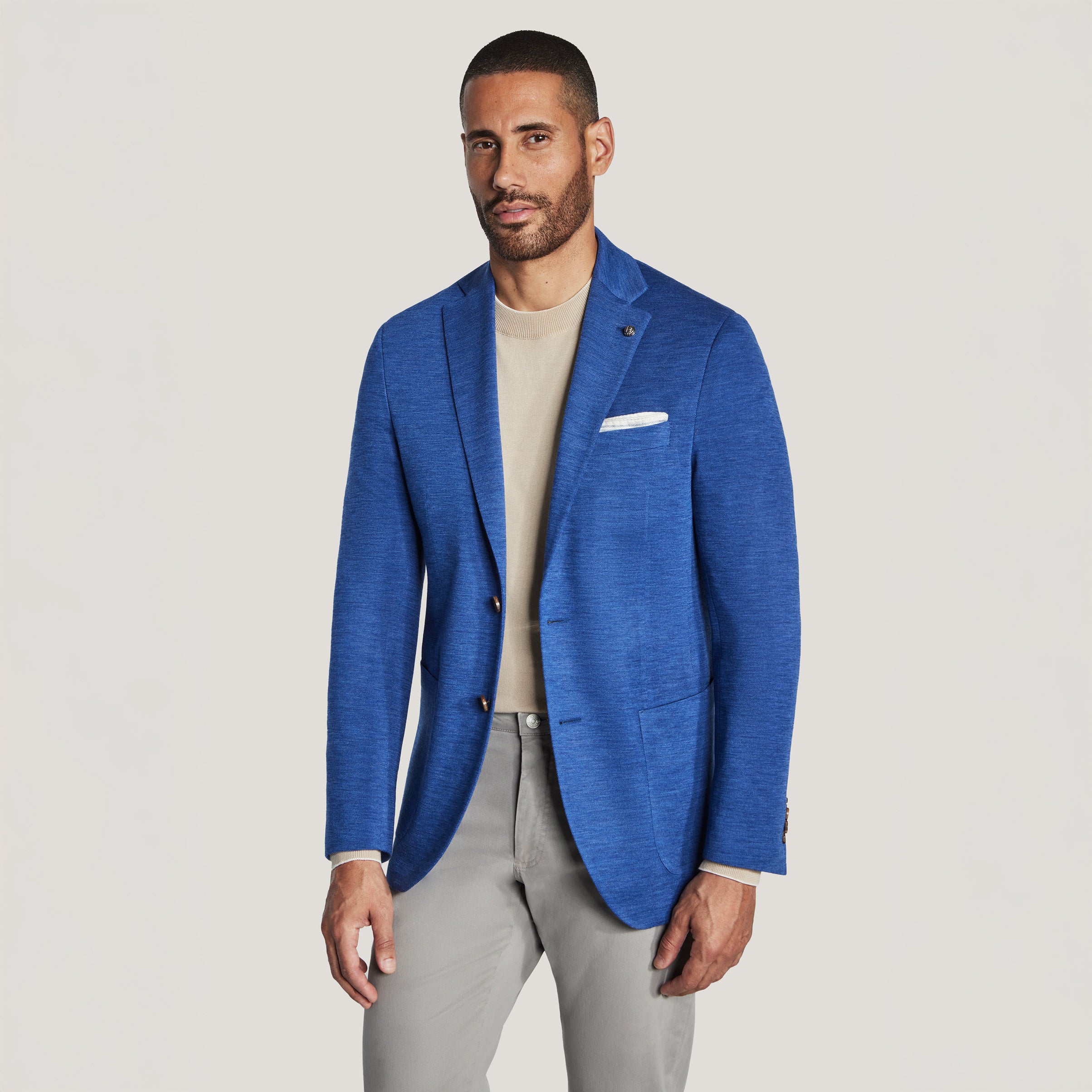 High Blue Wool Knit Comfortwear Hartford Contemporary Fit - Jack Victor