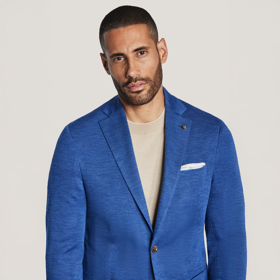 High Blue Wool Knit Comfortwear Hartford Contemporary Fit - Jack Victor
