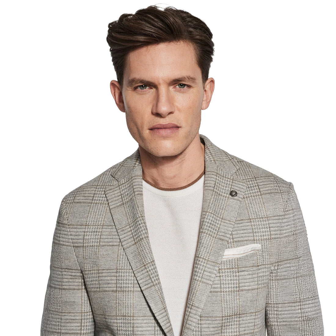 Gray Check Superfine Wool Hartford Contemporary Fit Knitted Sport Jacket - Jack Victor