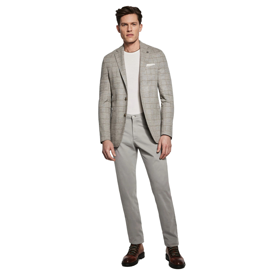 Gray Check Superfine Wool Hartford Contemporary Fit Knitted Sport Jacket - Jack Victor