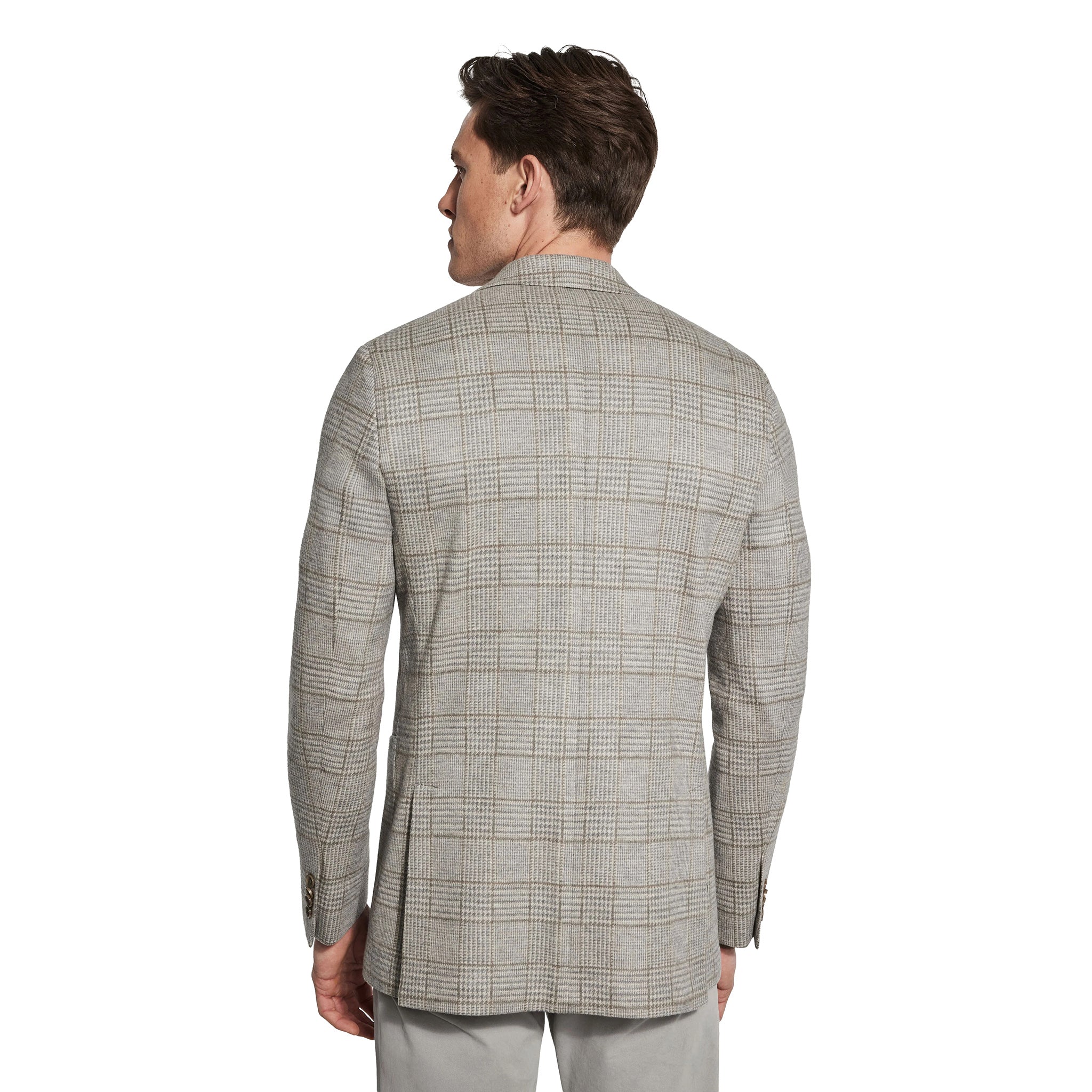 Gray Check Superfine Wool Hartford Contemporary Fit Knitted Sport Jacket - Jack Victor