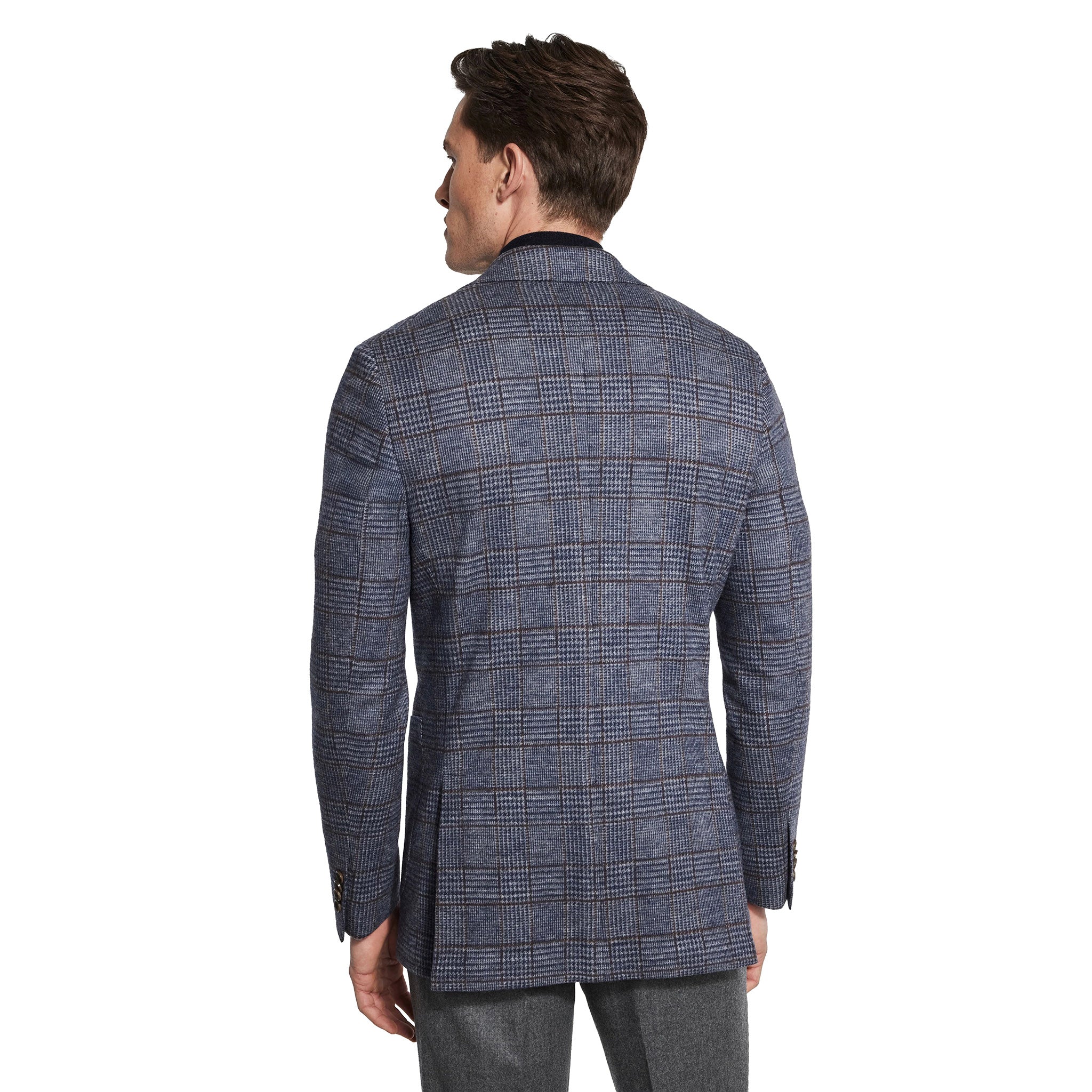Blue Check Superfine Wool Hartford Contemporary Fit Knitted Sport Jacket - Jack Victor