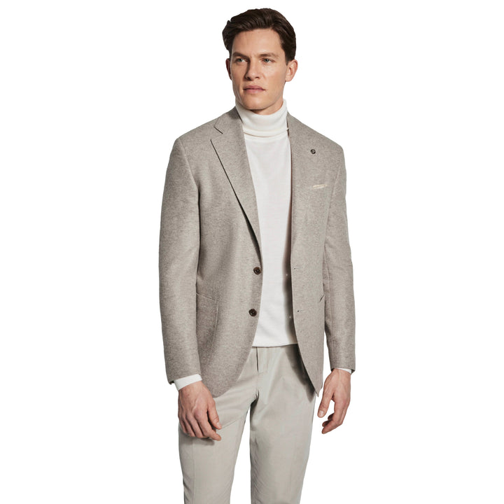 Taupe Pure Knitted Cashmere Darwin Contemporary Fit Sport Jacket - Jack Victor