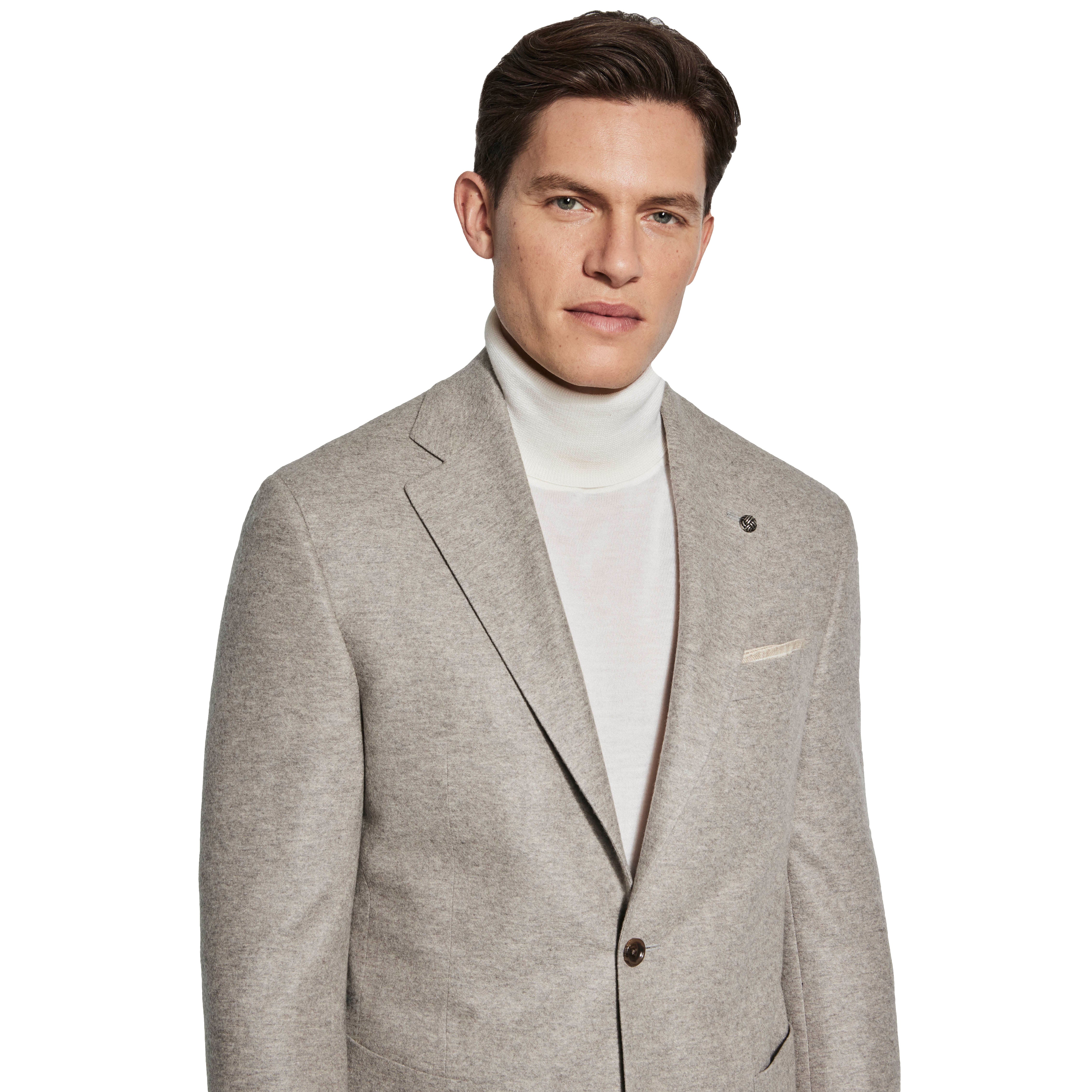 Taupe Pure Knitted Cashmere Darwin Contemporary Fit Sport Jacket - Jack Victor