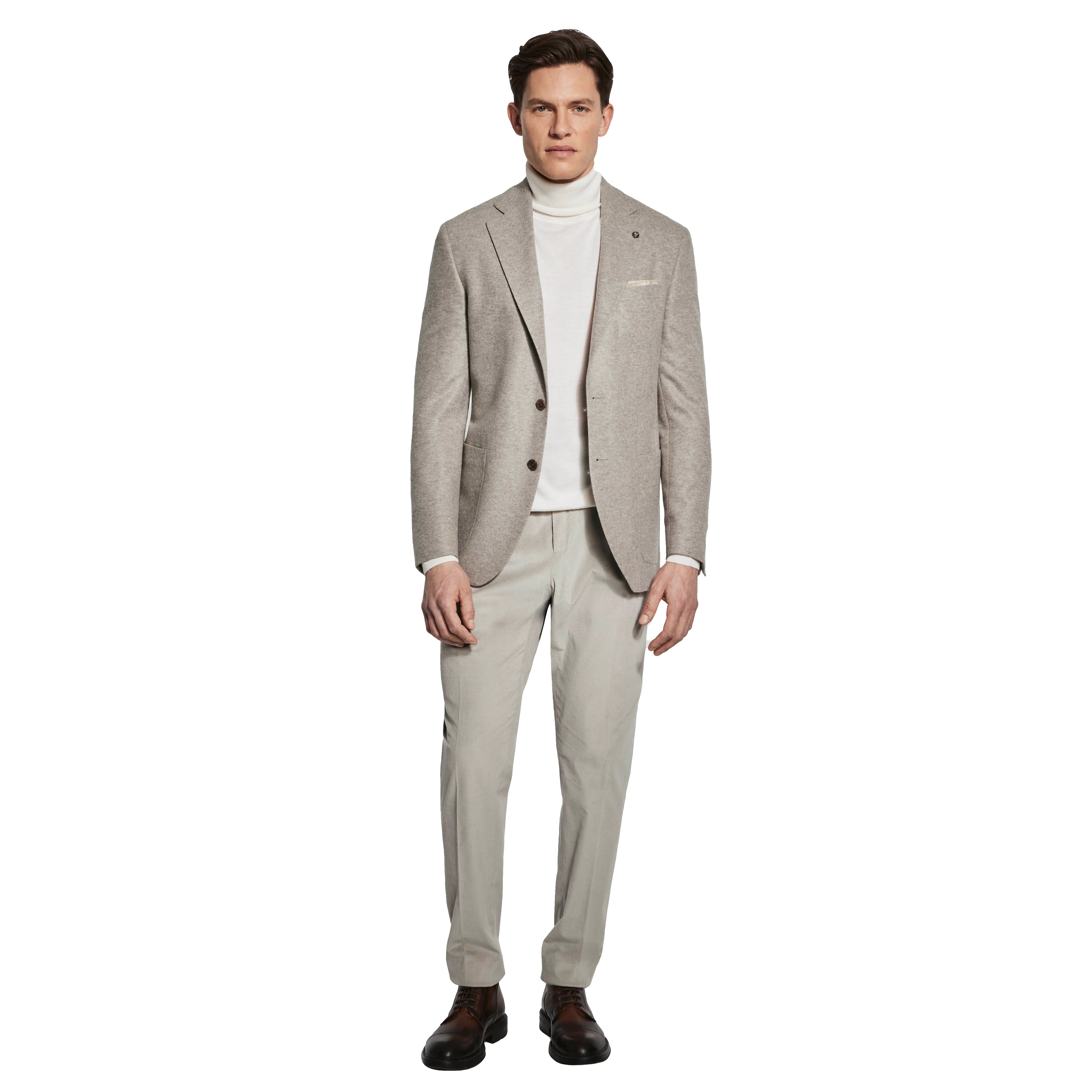 Taupe Pure Knitted Cashmere Darwin Contemporary Fit Sport Jacket - Jack Victor