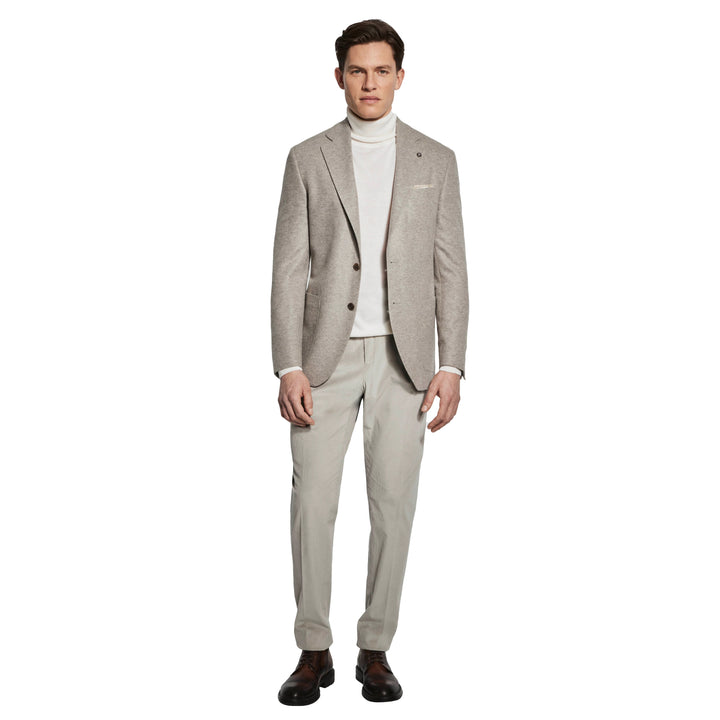 Taupe Pure Knitted Cashmere Darwin Contemporary Fit Sport Jacket - Jack Victor