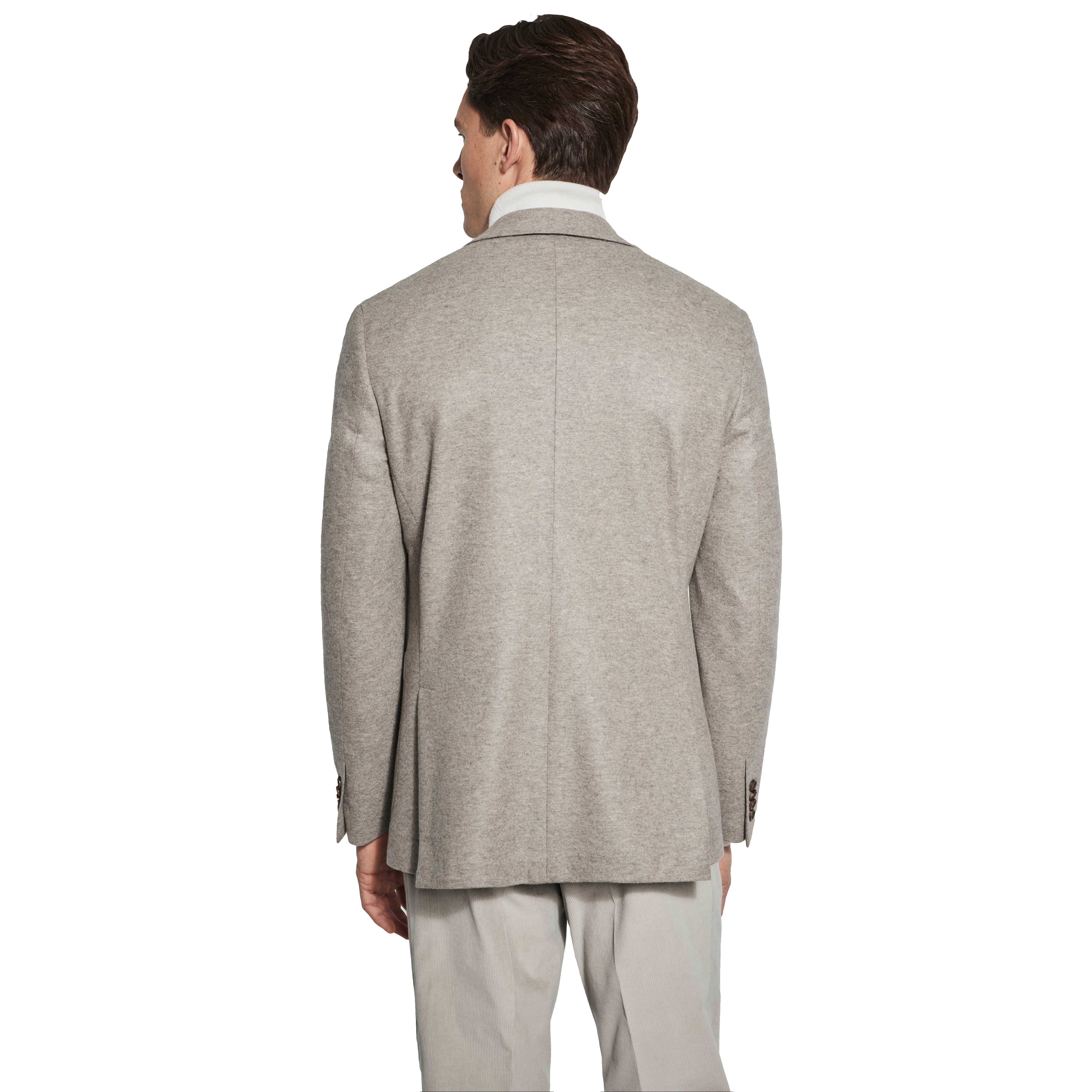 Taupe Pure Knitted Cashmere Darwin Contemporary Fit Sport Jacket - Jack Victor