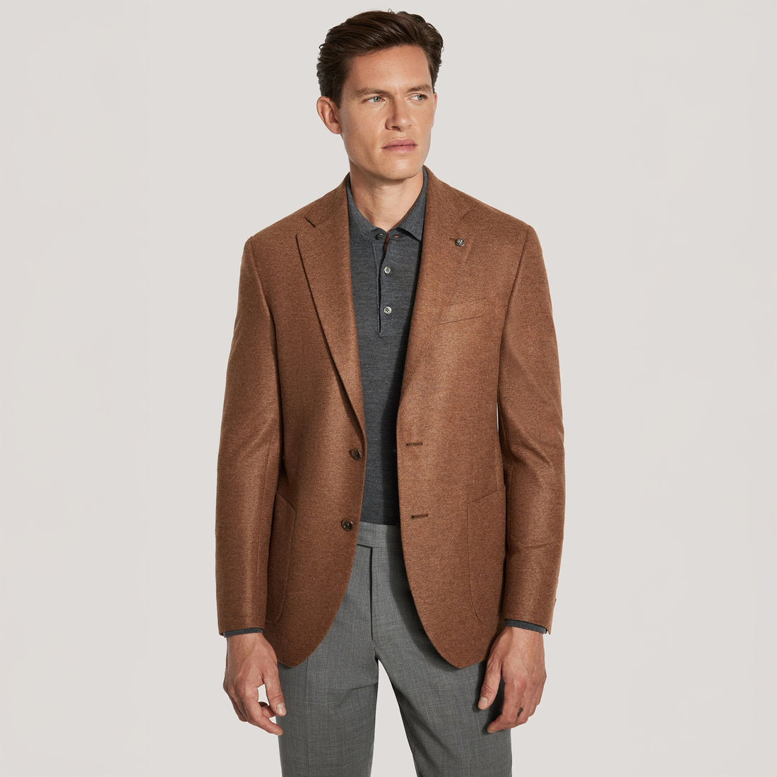 Caramel Pure Knitted Cashmere Darwin Contemporary Fit Sport Jacket - Jack Victor