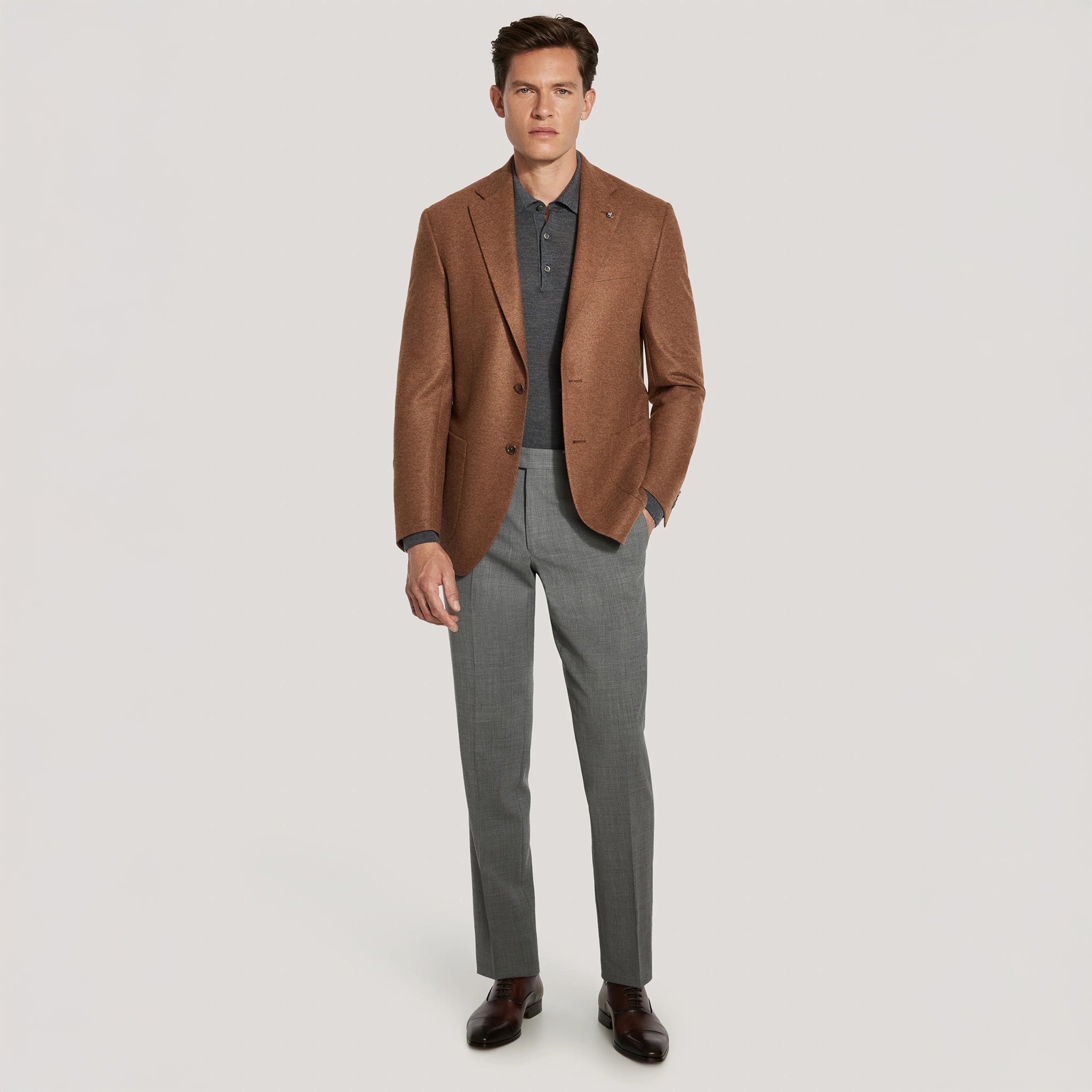 Caramel Pure Knitted Cashmere Darwin Contemporary Fit Sport Jacket - Jack Victor