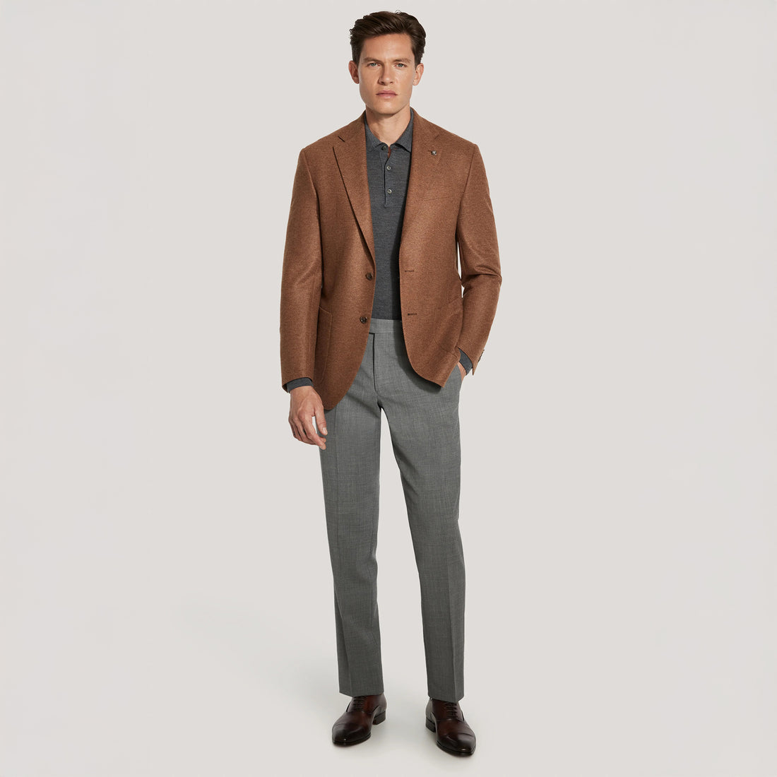 Caramel Pure Knitted Cashmere Darwin Contemporary Fit Sport Jacket - Jack Victor