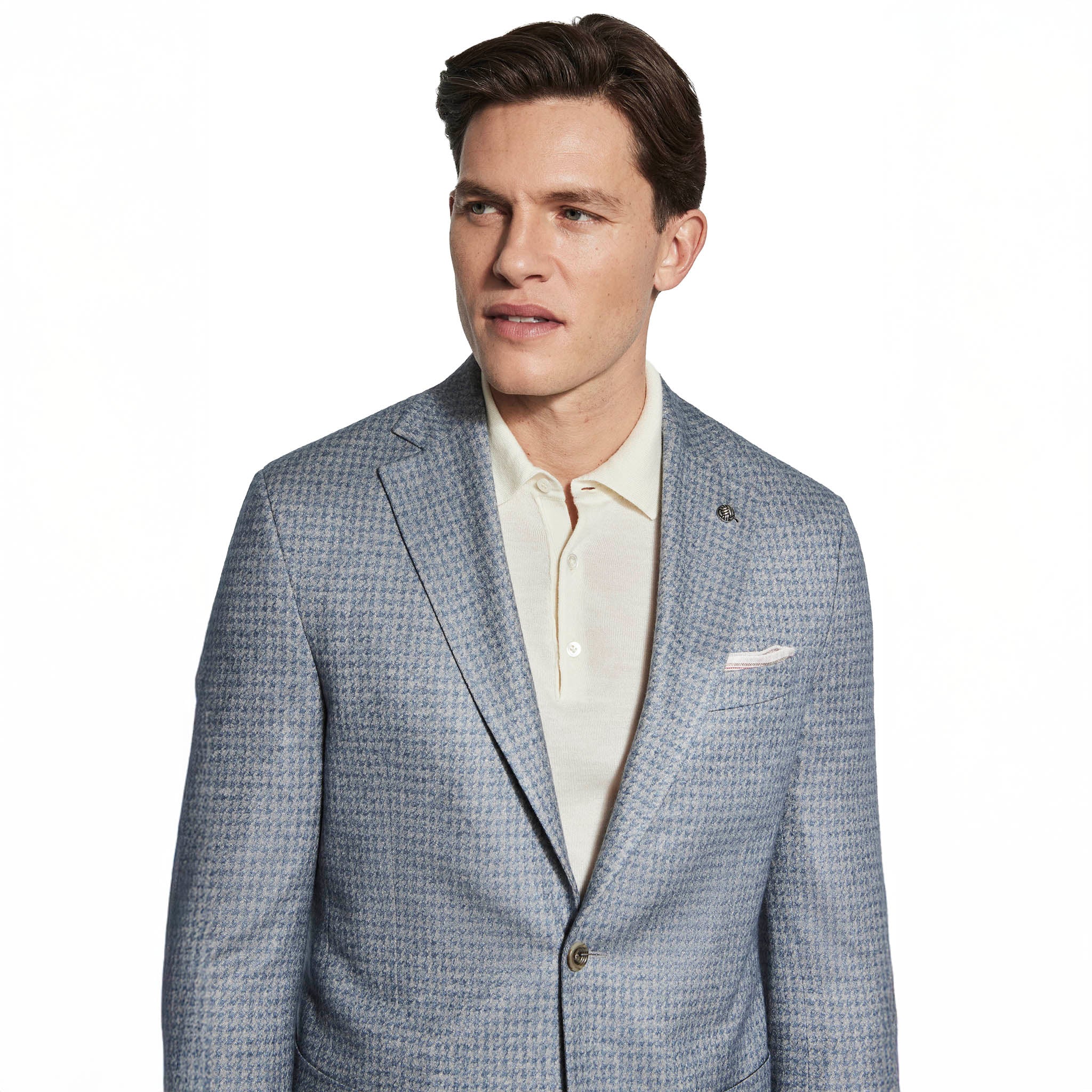 Blue Houndstooth Silk-Cashmere Hartford Contemporary Fit Unconstructed Sport Jacket - Jack Victor