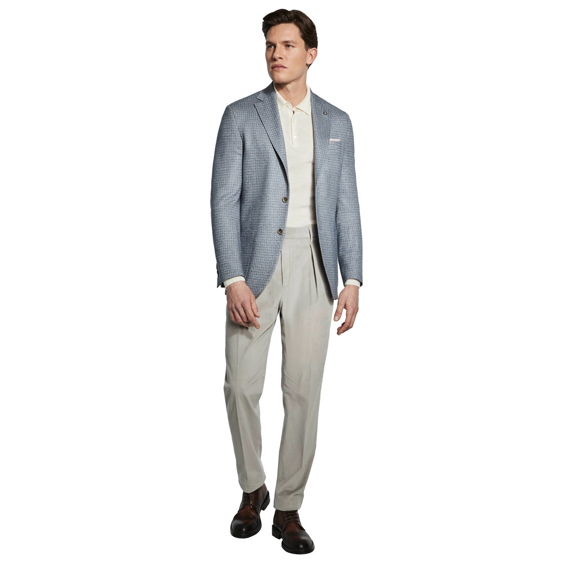 Blue Houndstooth Silk-Cashmere Hartford Contemporary Fit Unconstructed Sport Jacket - Jack Victor