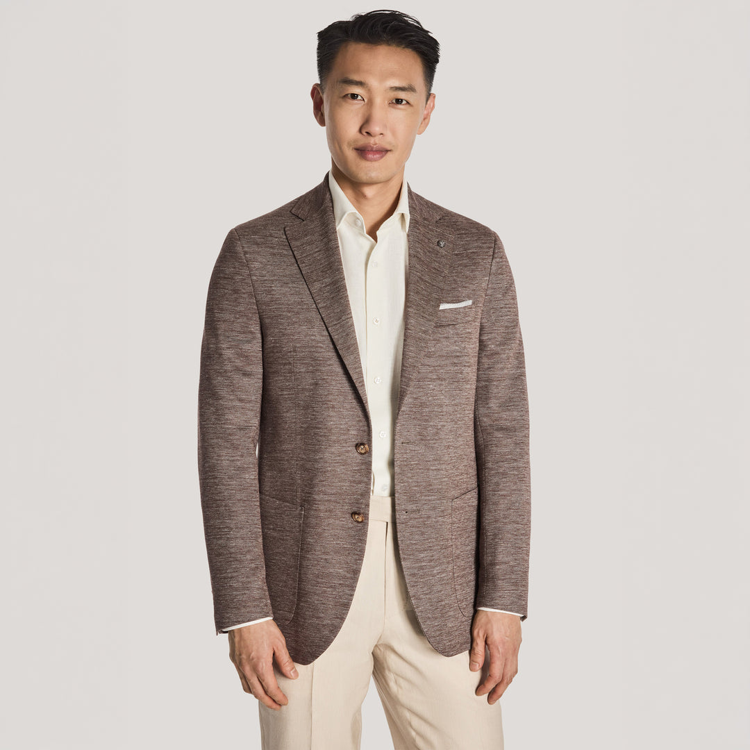 Brown Cotton-Linen Hampton Contemporary Fit Comfortwear Sport Jacket - Jack Victor